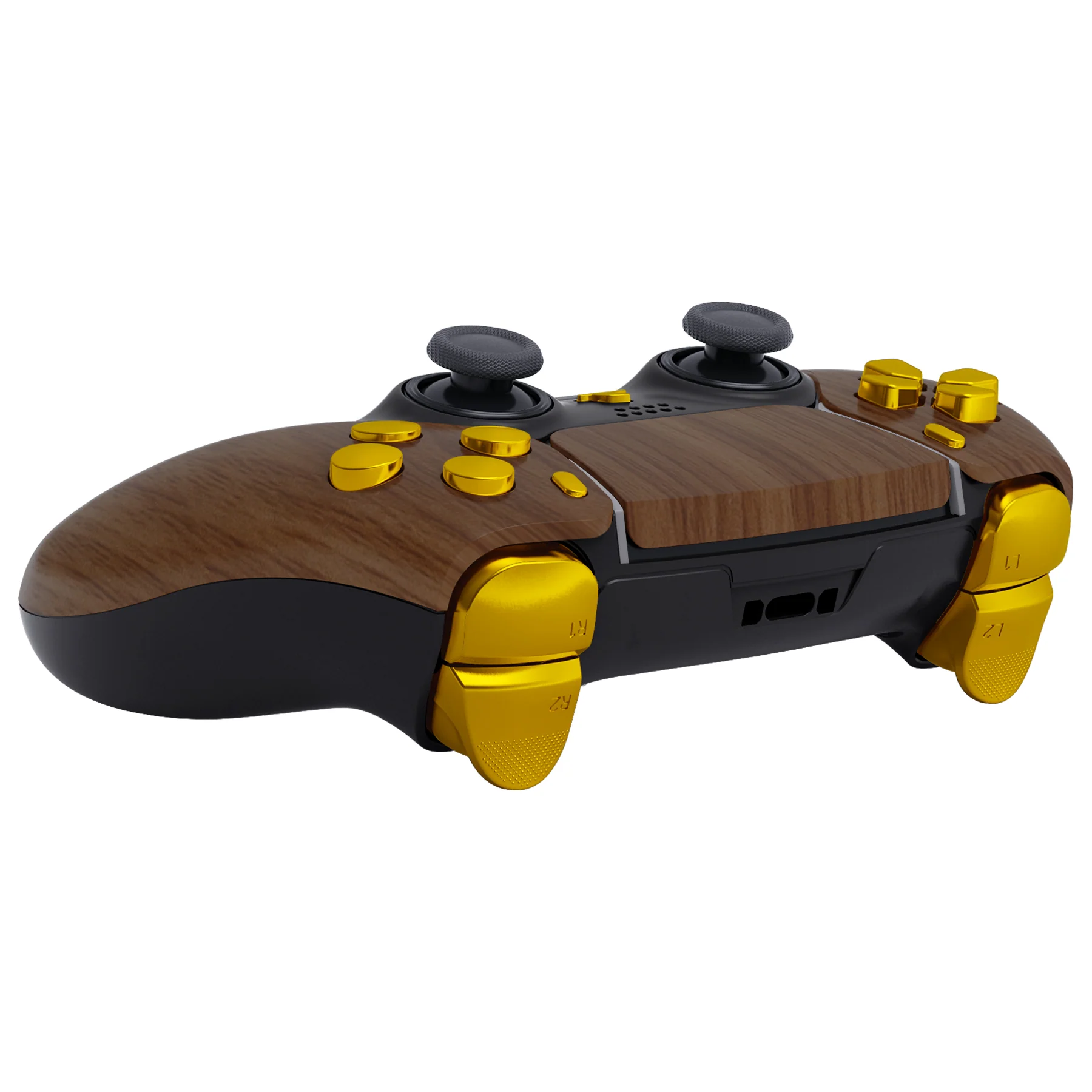 eXtremeRate Replacement Full Set Shells with Buttons Compatible with PS5 Edge Controller - Wood Grain & Black - Image 9