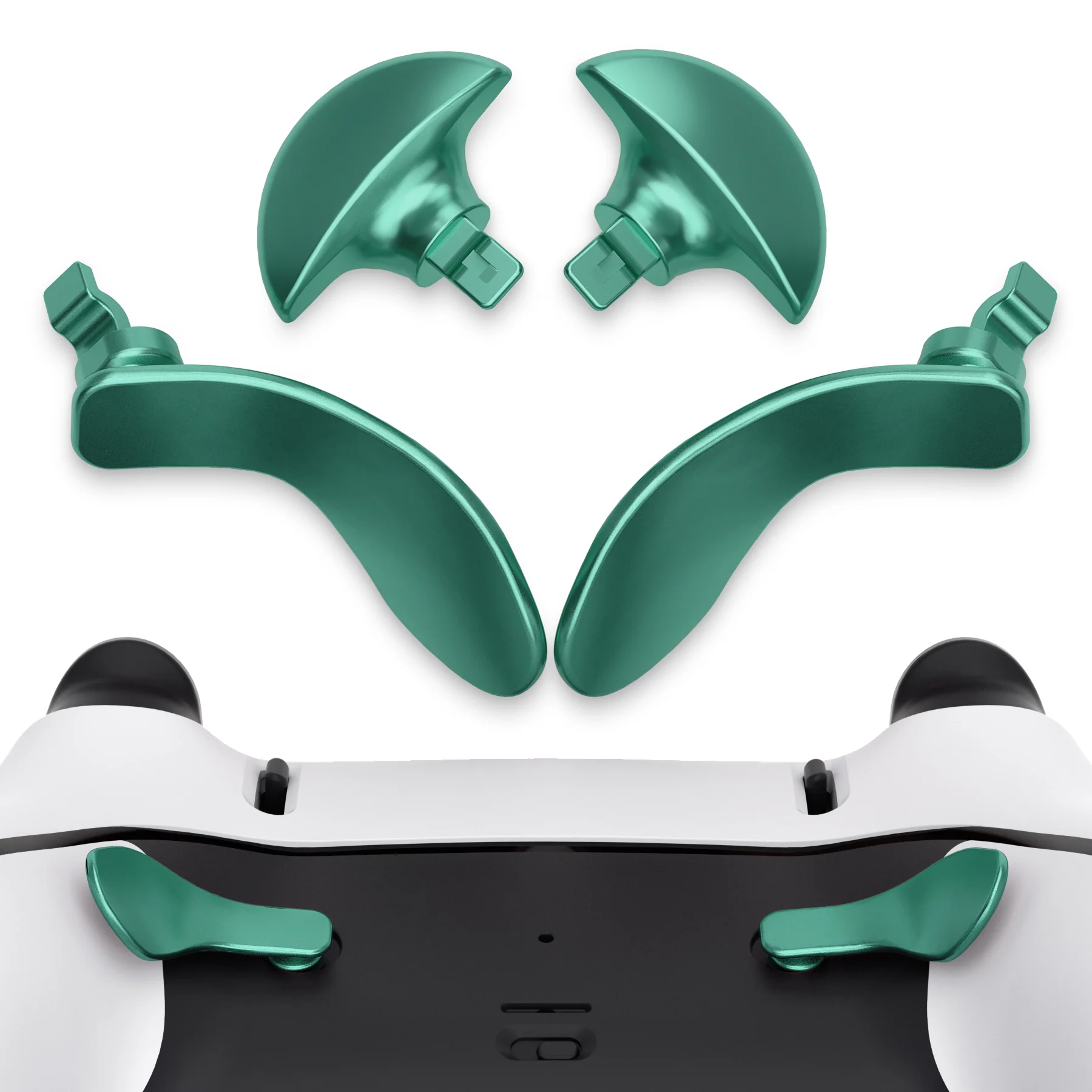 eXtremeRate Replacement Interchangeable 4PCS Metal Back Paddles for PS5 Edge Controller - Metallic Aqua Green - Image 2