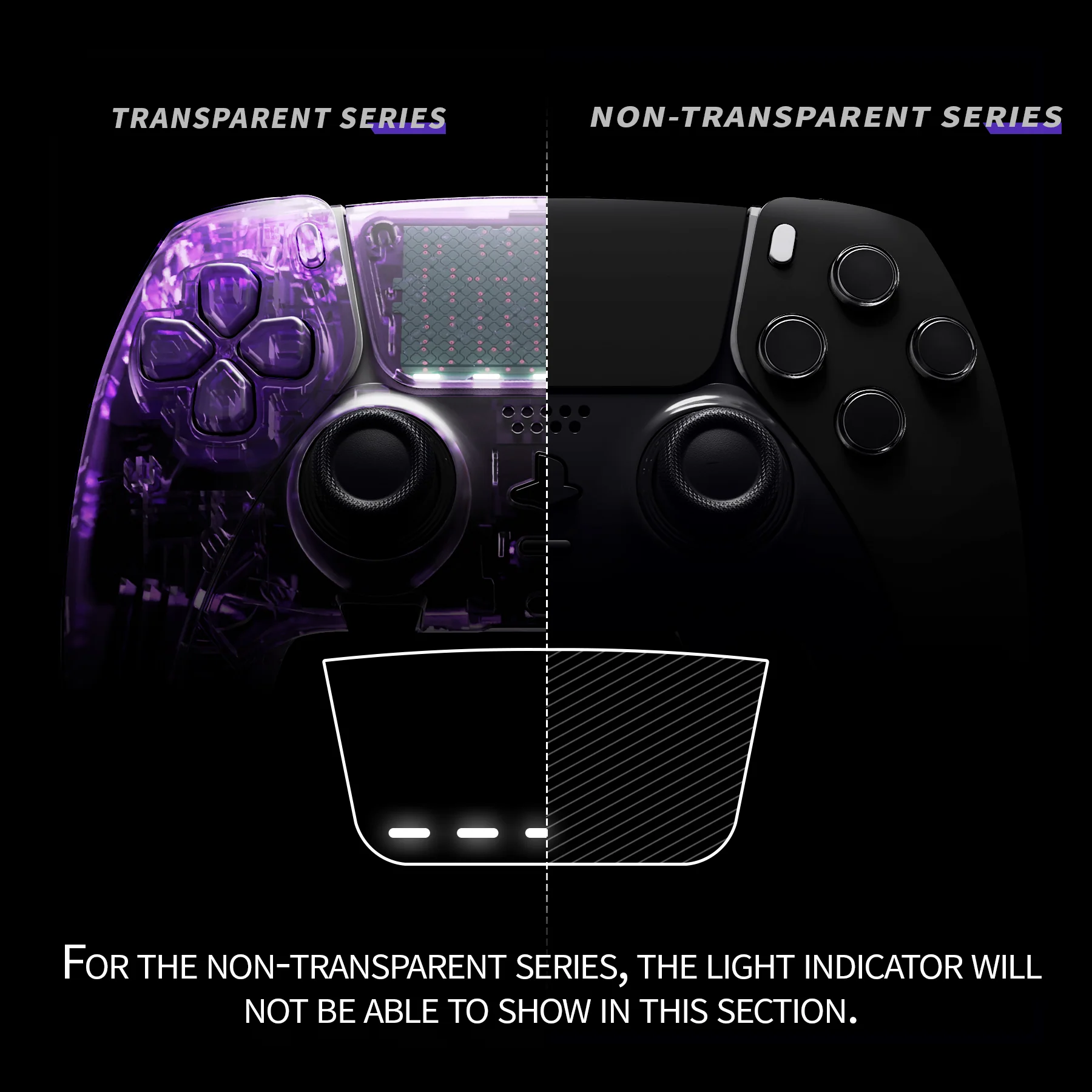 eXtremeRate Replacement Left Right Front Housing Shell with Touchpad Compatible with PS5 Edge Controller - Black - Image 3