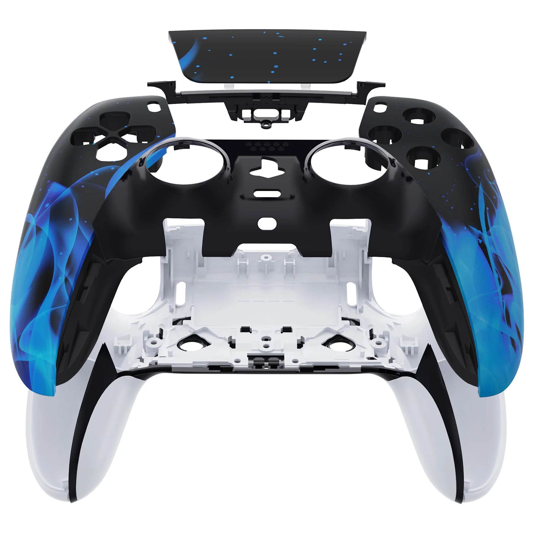 eXtremeRate Replacement Left Right Front Housing Shell with Touchpad Compatible with PS5 Edge Controller - Blue Flame - Image 2