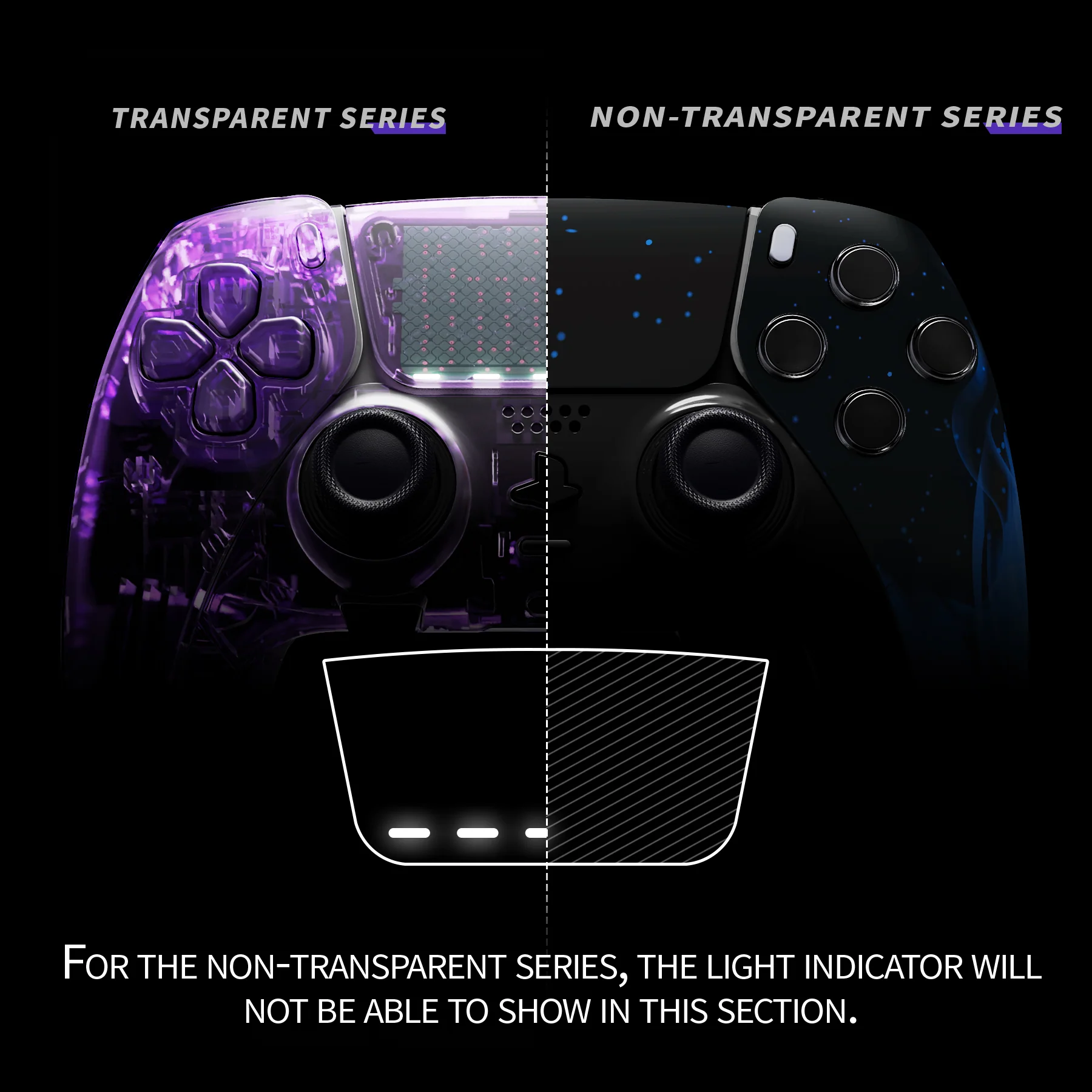 eXtremeRate Replacement Left Right Front Housing Shell with Touchpad Compatible with PS5 Edge Controller - Blue Flame - Image 3