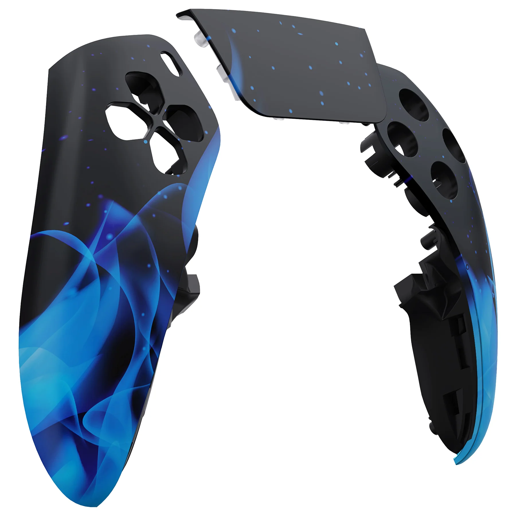 eXtremeRate Replacement Left Right Front Housing Shell with Touchpad Compatible with PS5 Edge Controller - Blue Flame - Image 9