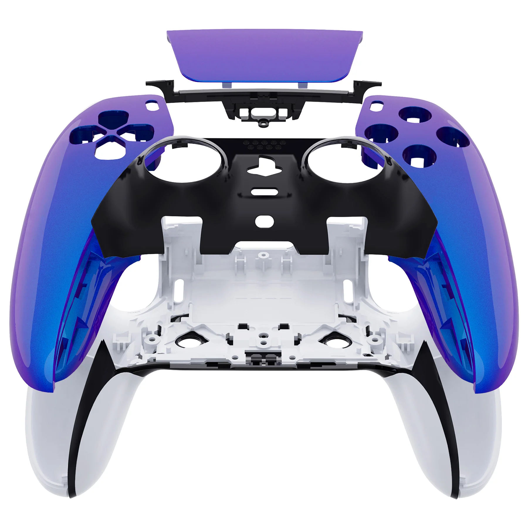 eXtremeRate Replacement Left Right Front Housing Shell with Touchpad Compatible with PS5 Edge Controller - Chameleon Purple Blue - Image 2