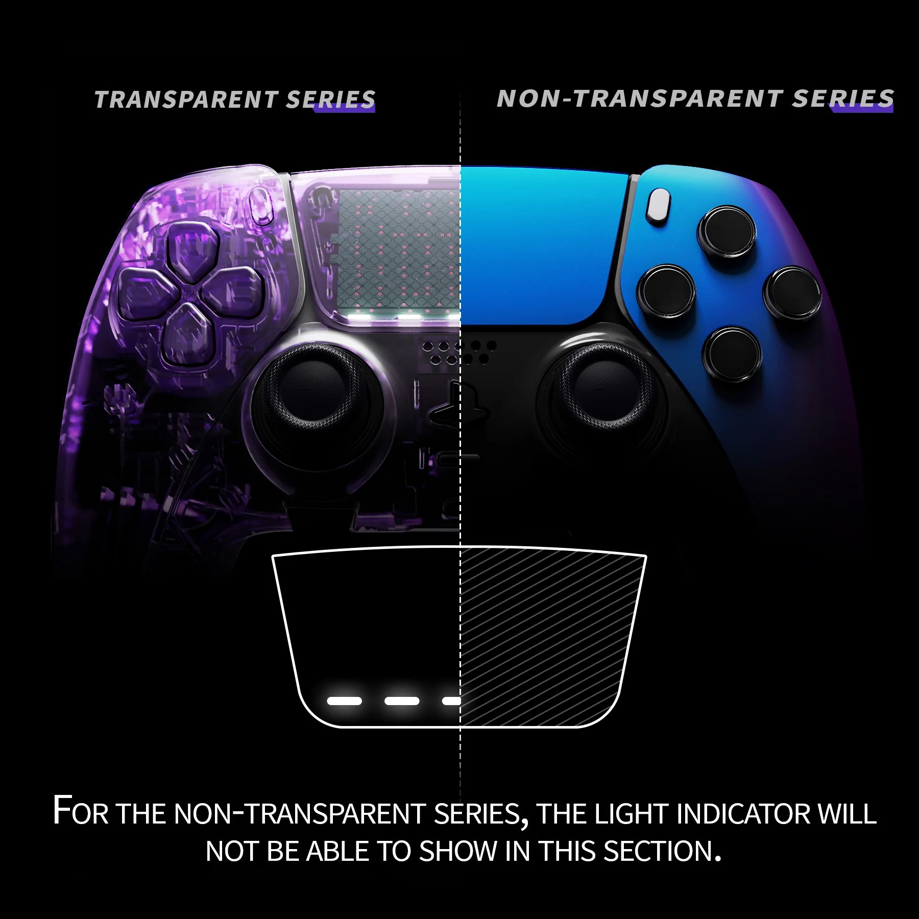 eXtremeRate Replacement Left Right Front Housing Shell with Touchpad Compatible with PS5 Edge Controller - Chameleon Purple Blue - Image 3