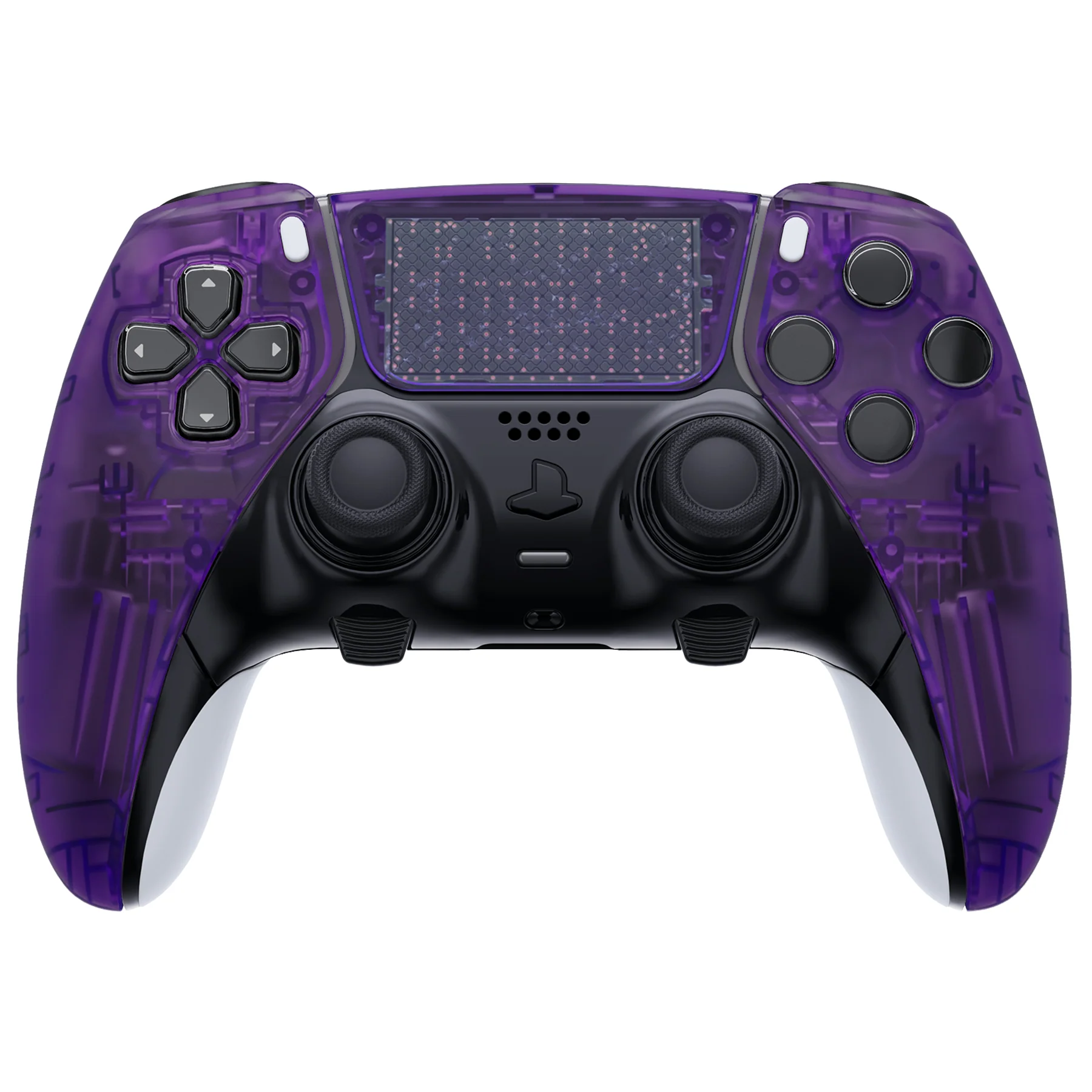 eXtremeRate Replacement Left Right Front Housing Shell with Touchpad Compatible with PS5 Edge Controller - Clear Atomic Purple - Image 2