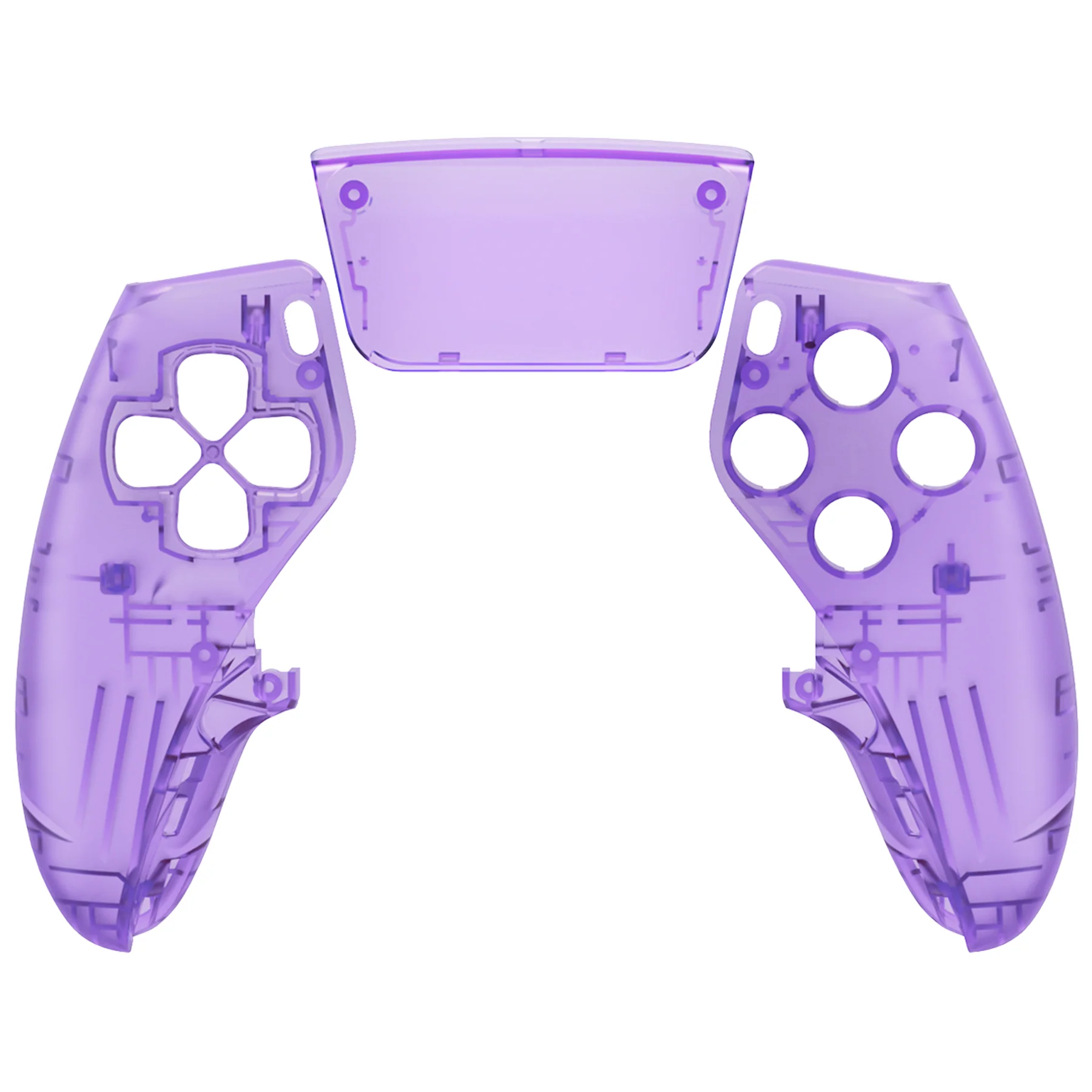 eXtremeRate Replacement Left Right Front Housing Shell with Touchpad Compatible with PS5 Edge Controller - Clear Atomic Purple - Image 6