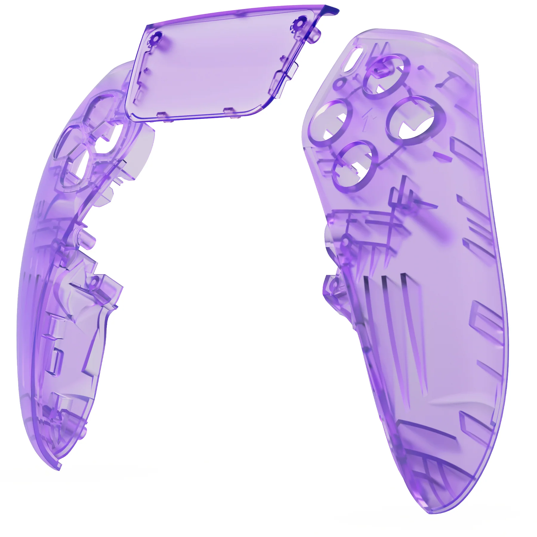 eXtremeRate Replacement Left Right Front Housing Shell with Touchpad Compatible with PS5 Edge Controller - Clear Atomic Purple - Image 7