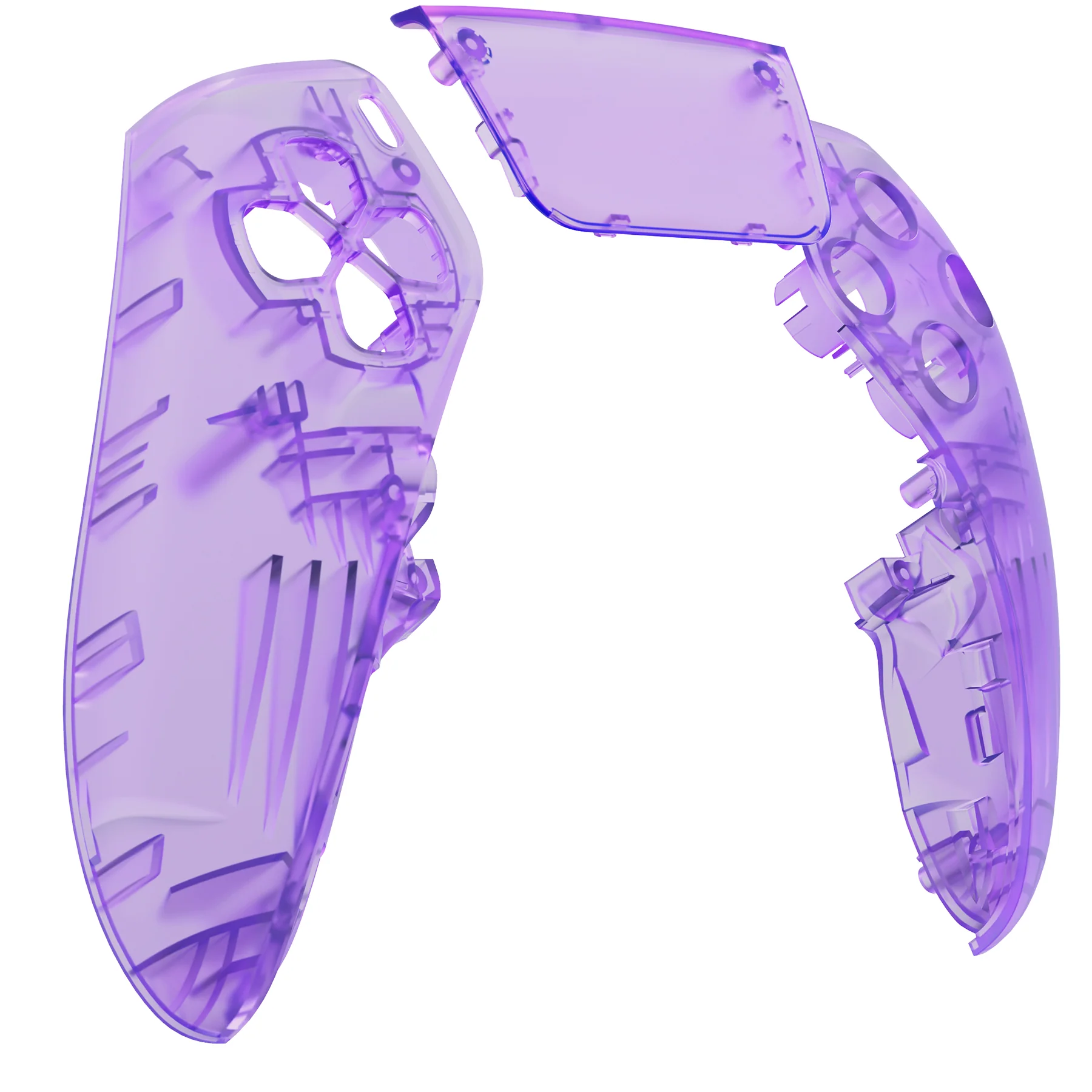 eXtremeRate Replacement Left Right Front Housing Shell with Touchpad Compatible with PS5 Edge Controller - Clear Atomic Purple - Image 8