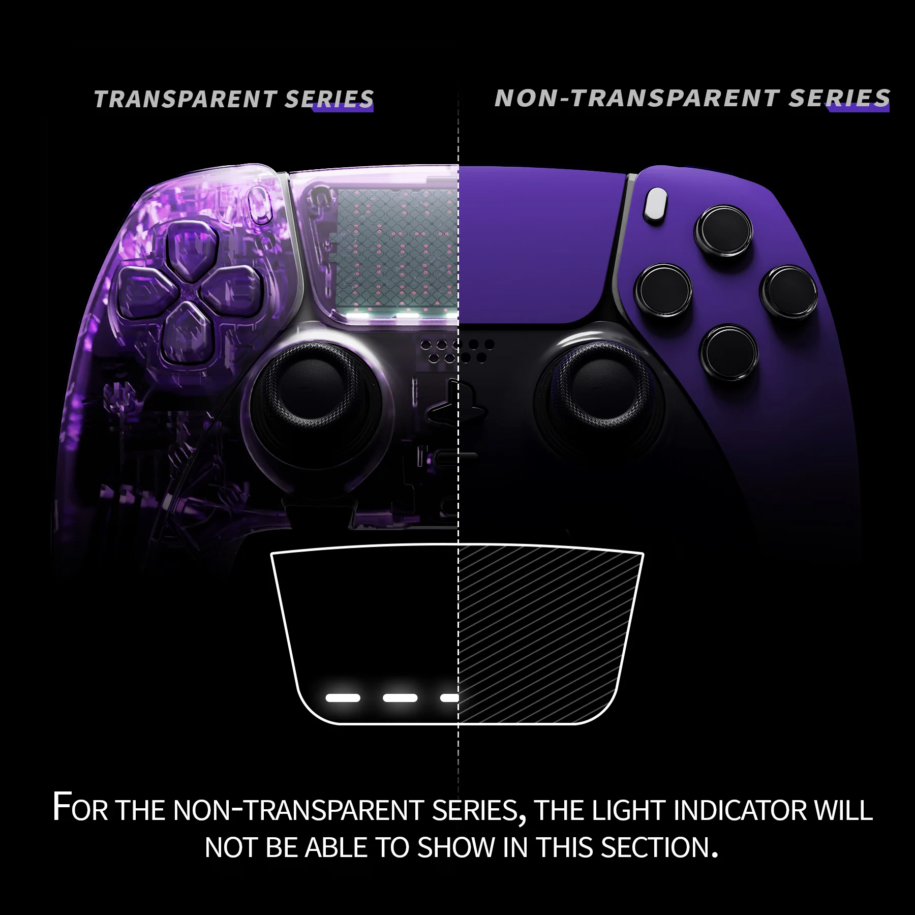 eXtremeRate Replacement Left Right Front Housing Shell with Touchpad Compatible with PS5 Edge Controller - Purple - Image 3