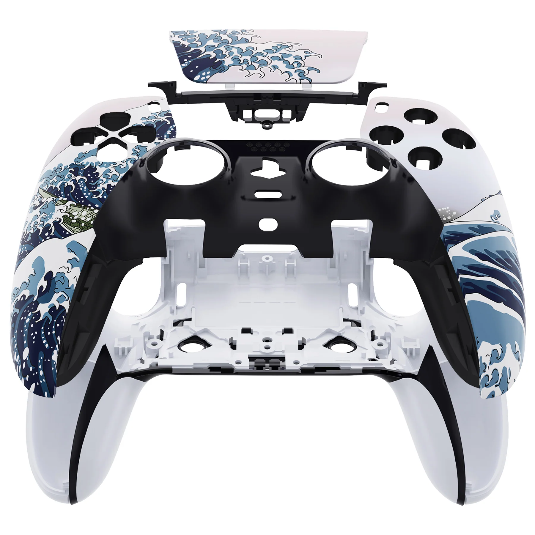 eXtremeRate Replacement Left Right Front Housing Shell with Touchpad Compatible with PS5 Edge Controller - The Great Wave - Image 2
