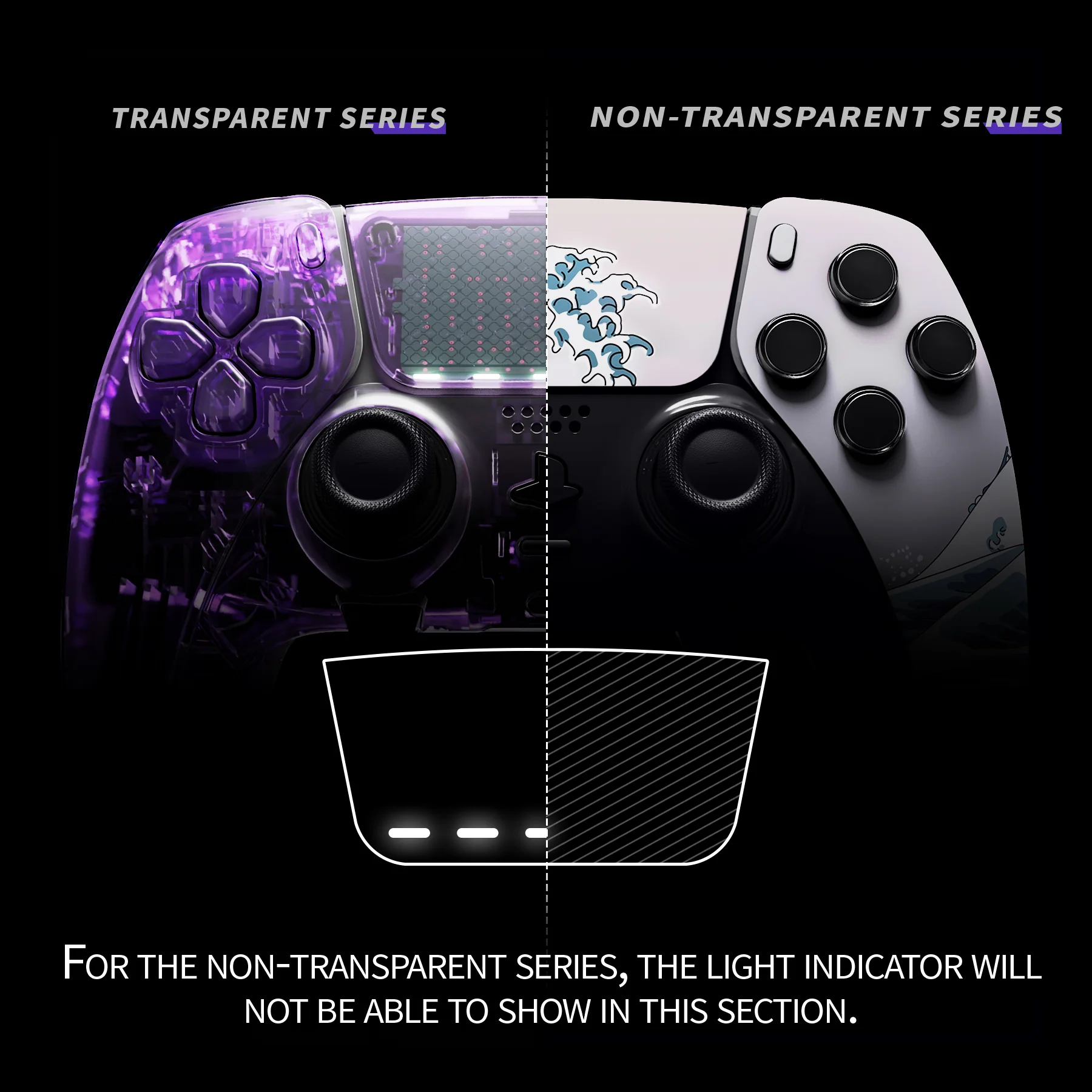 eXtremeRate Replacement Left Right Front Housing Shell with Touchpad Compatible with PS5 Edge Controller - The Great Wave - Image 3