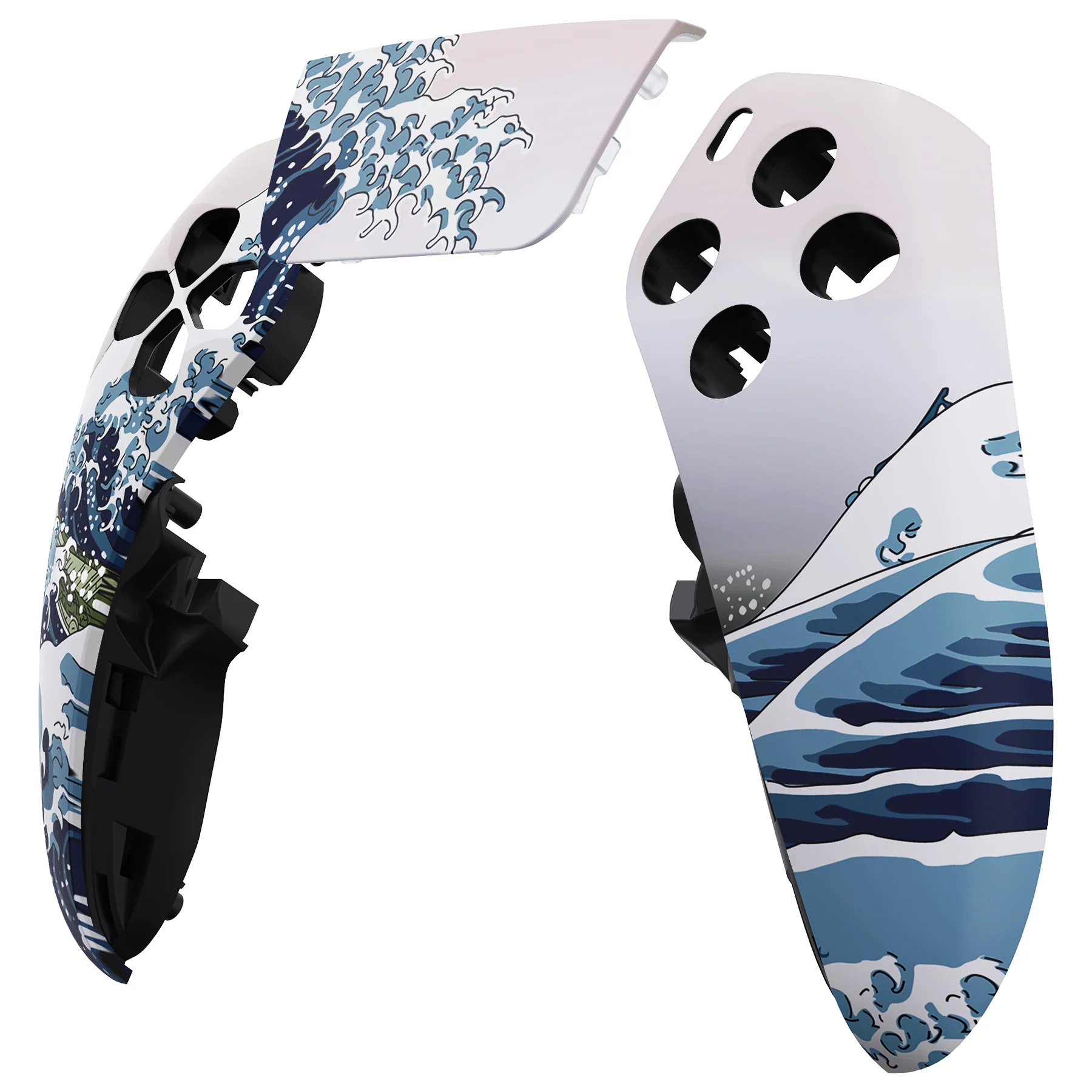 eXtremeRate Replacement Left Right Front Housing Shell with Touchpad Compatible with PS5 Edge Controller - The Great Wave - Image 8