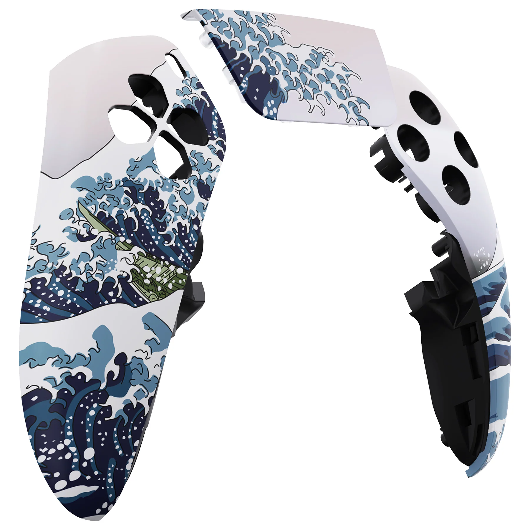 eXtremeRate Replacement Left Right Front Housing Shell with Touchpad Compatible with PS5 Edge Controller - The Great Wave - Image 9