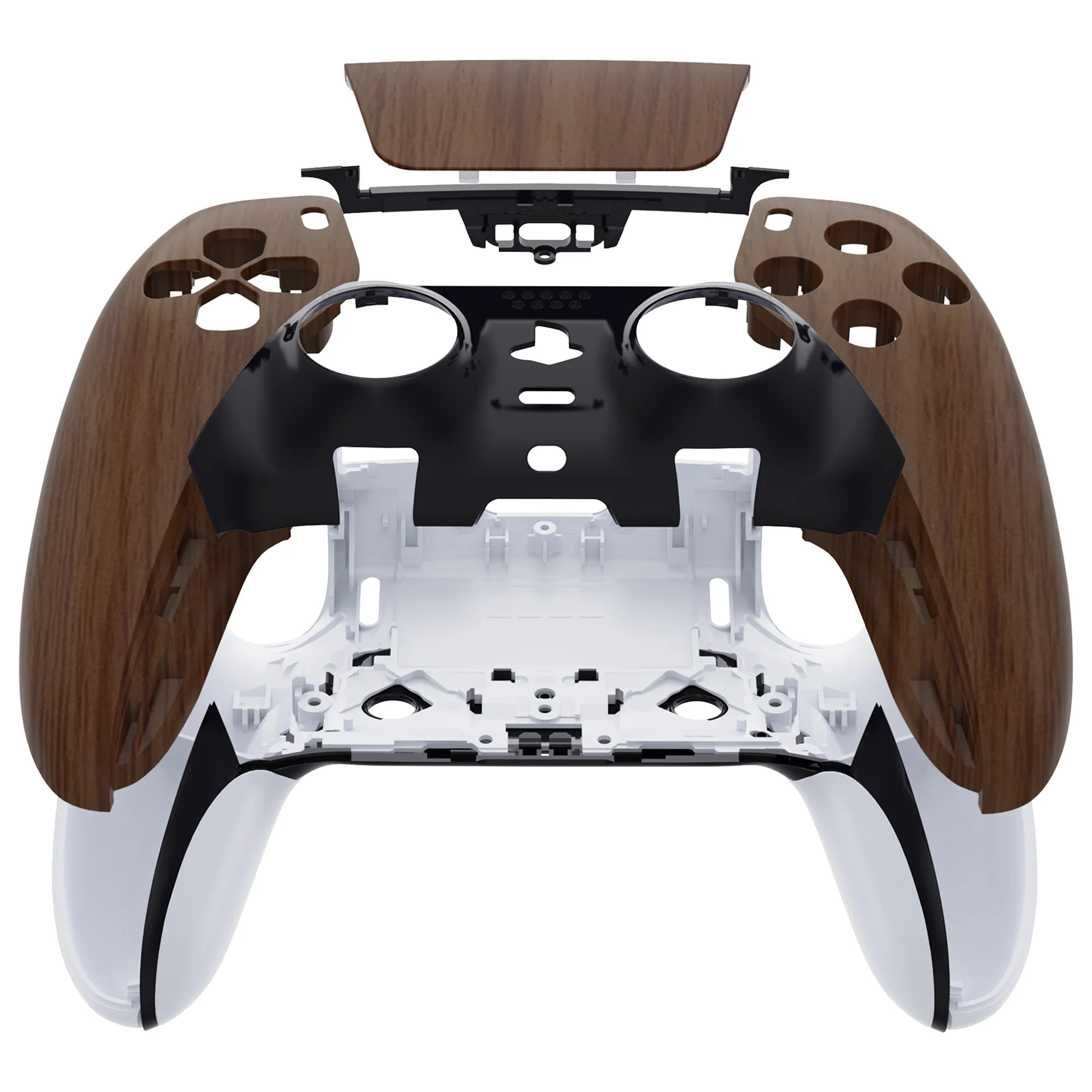 eXtremeRate Replacement Left Right Front Housing Shell with Touchpad Compatible with PS5 Edge Controller - Wood Grain - Image 2