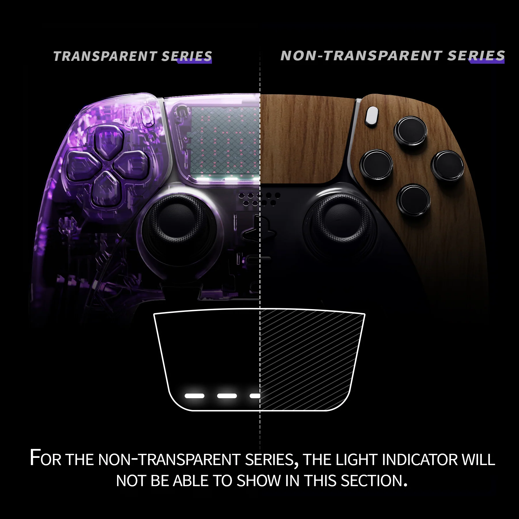 eXtremeRate Replacement Left Right Front Housing Shell with Touchpad Compatible with PS5 Edge Controller - Wood Grain - Image 3