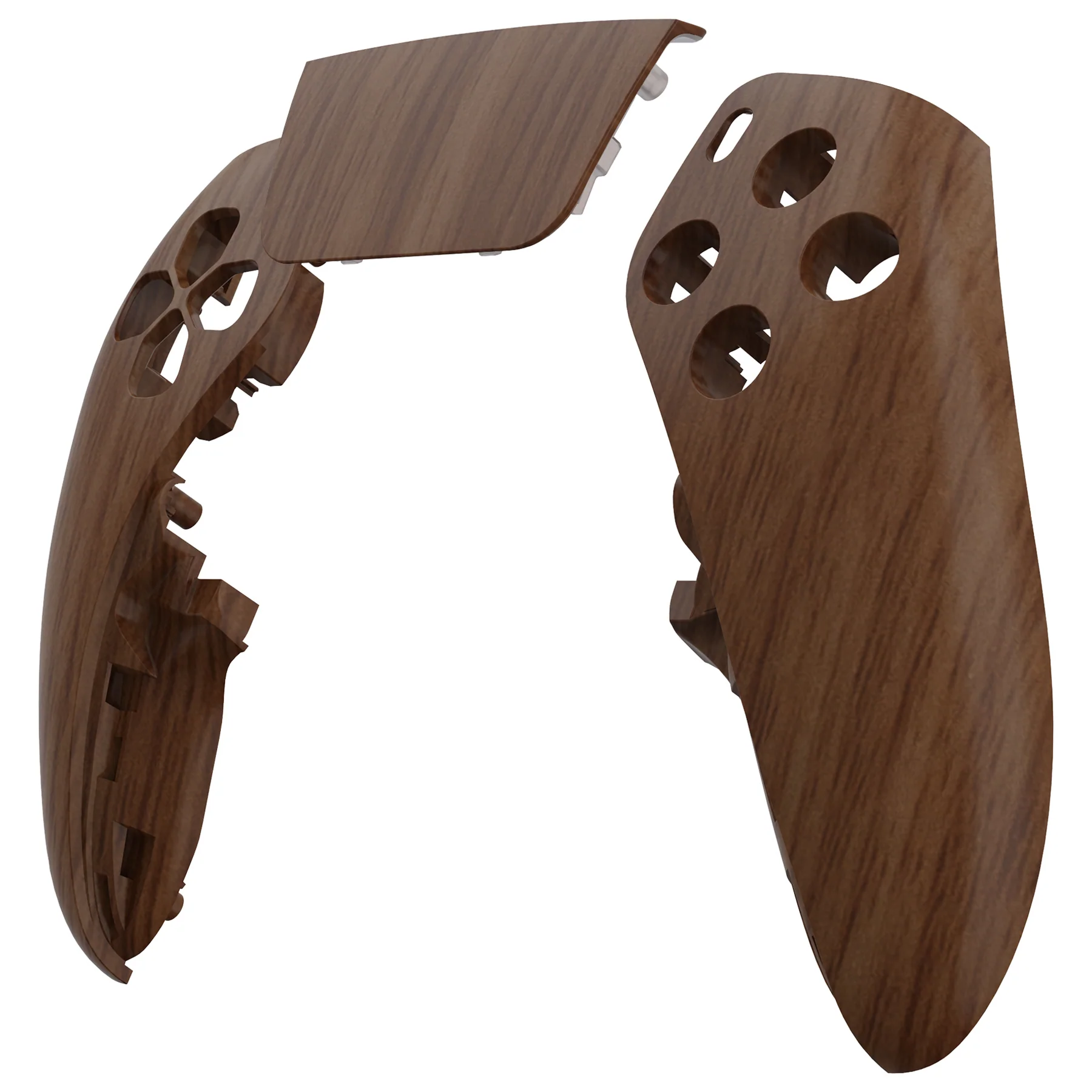 eXtremeRate Replacement Left Right Front Housing Shell with Touchpad Compatible with PS5 Edge Controller - Wood Grain - Image 8