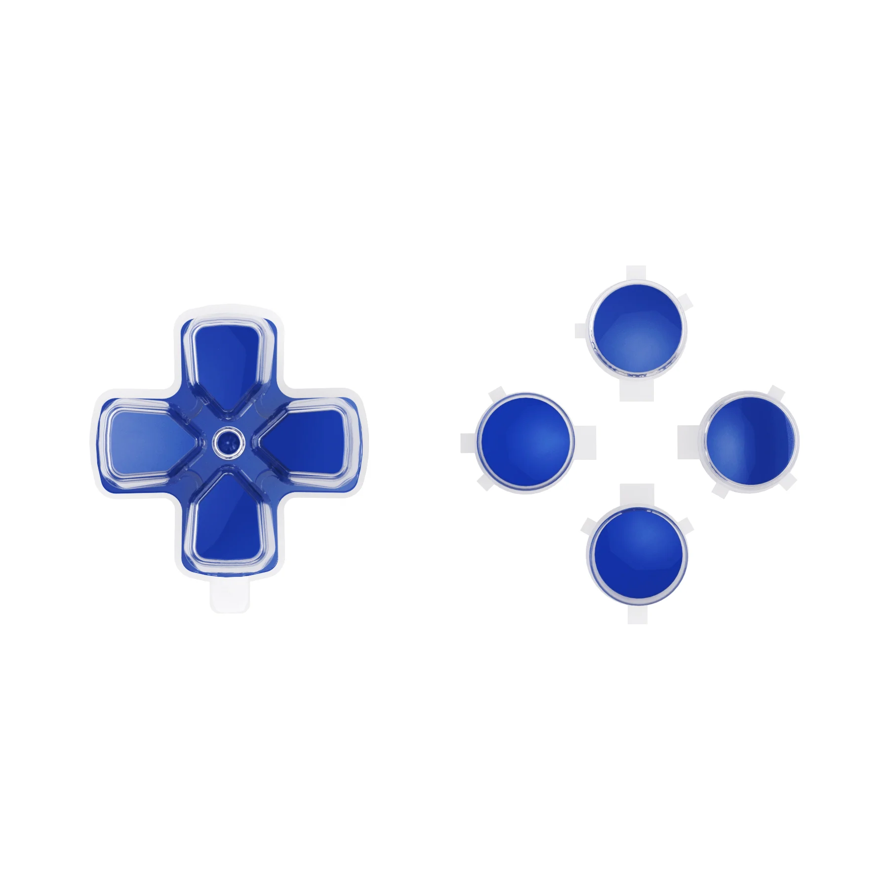 eXtremeRate Replacement No Letter Imprint Two-Tone Dpad Action Buttons for PS5 Controller - Blue & Clear - Image 10