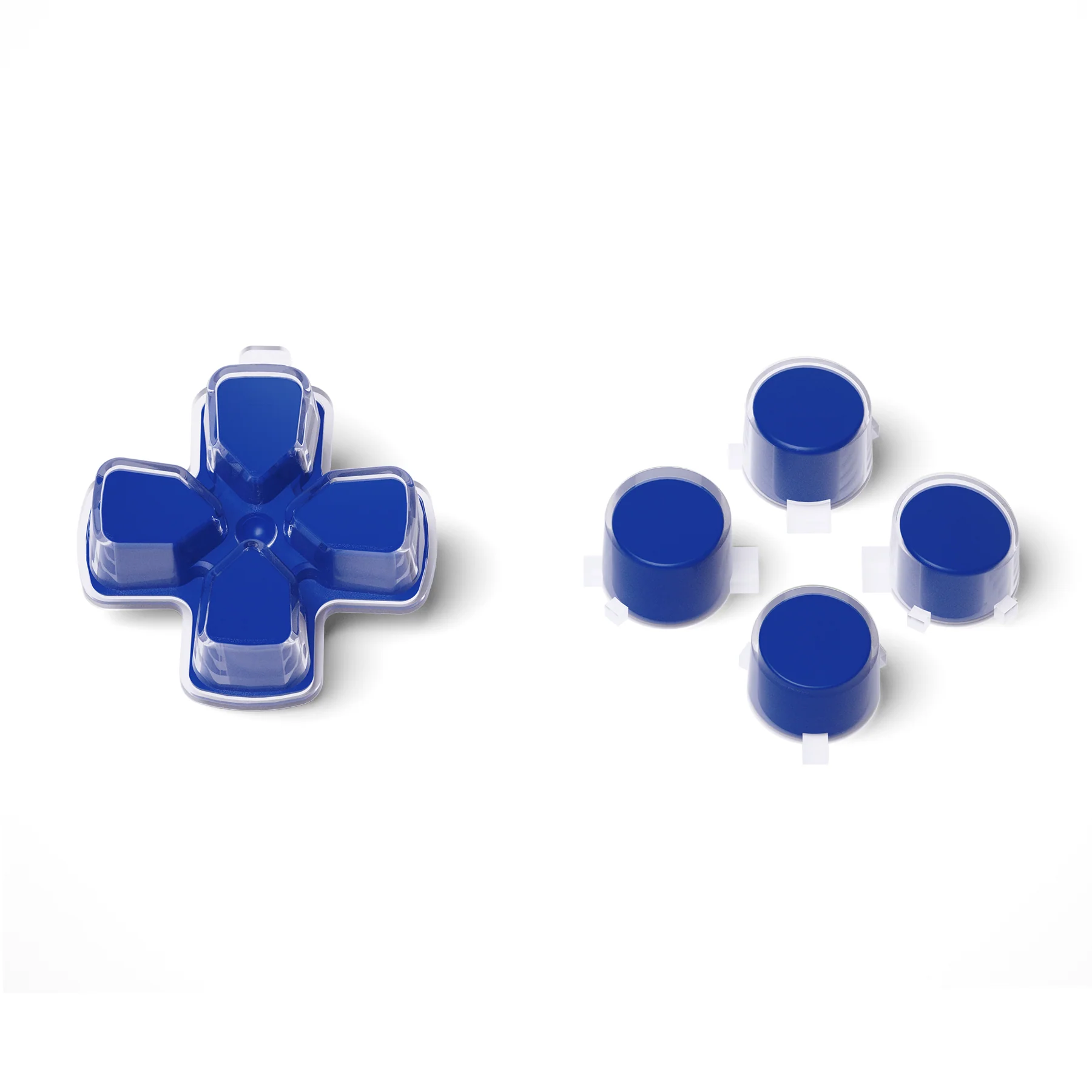eXtremeRate Replacement No Letter Imprint Two-Tone Dpad Action Buttons for PS5 Controller - Blue & Clear - Image 2