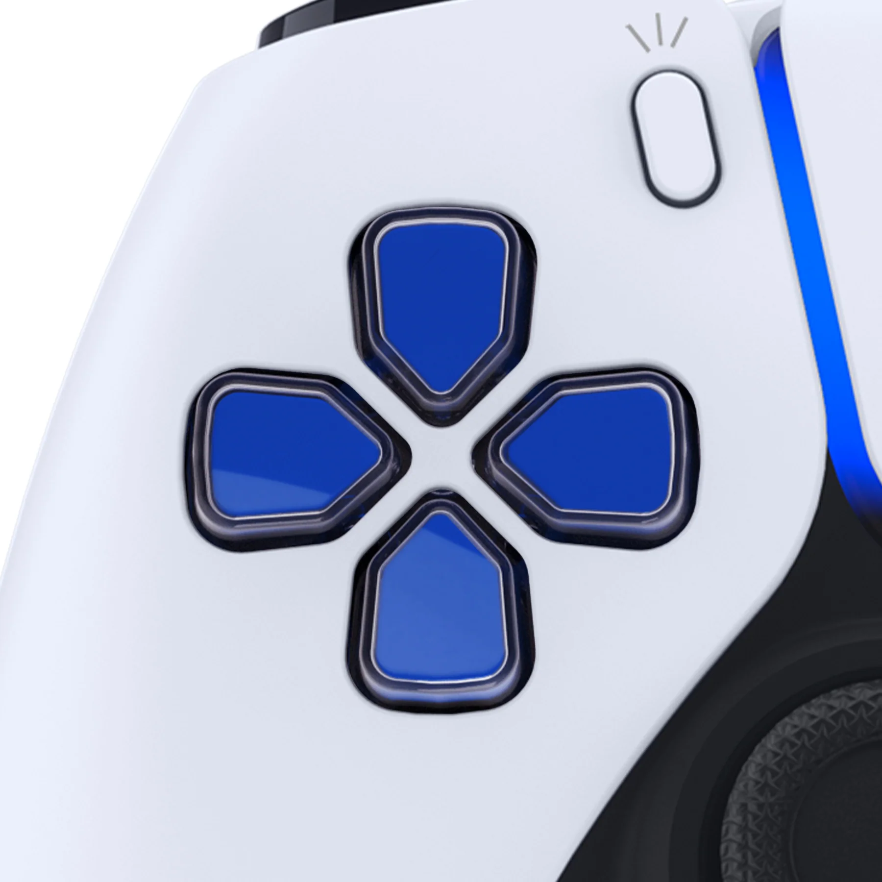 eXtremeRate Replacement No Letter Imprint Two-Tone Dpad Action Buttons for PS5 Controller - Blue & Clear - Image 5