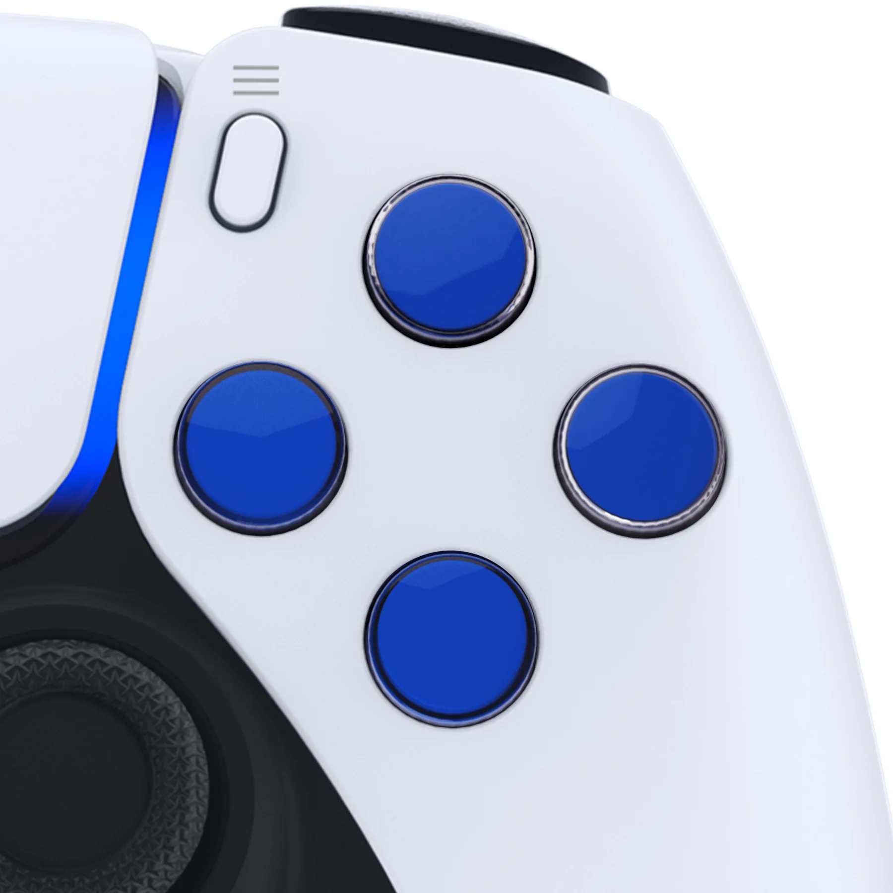 eXtremeRate Replacement No Letter Imprint Two-Tone Dpad Action Buttons for PS5 Controller - Blue & Clear - Image 6