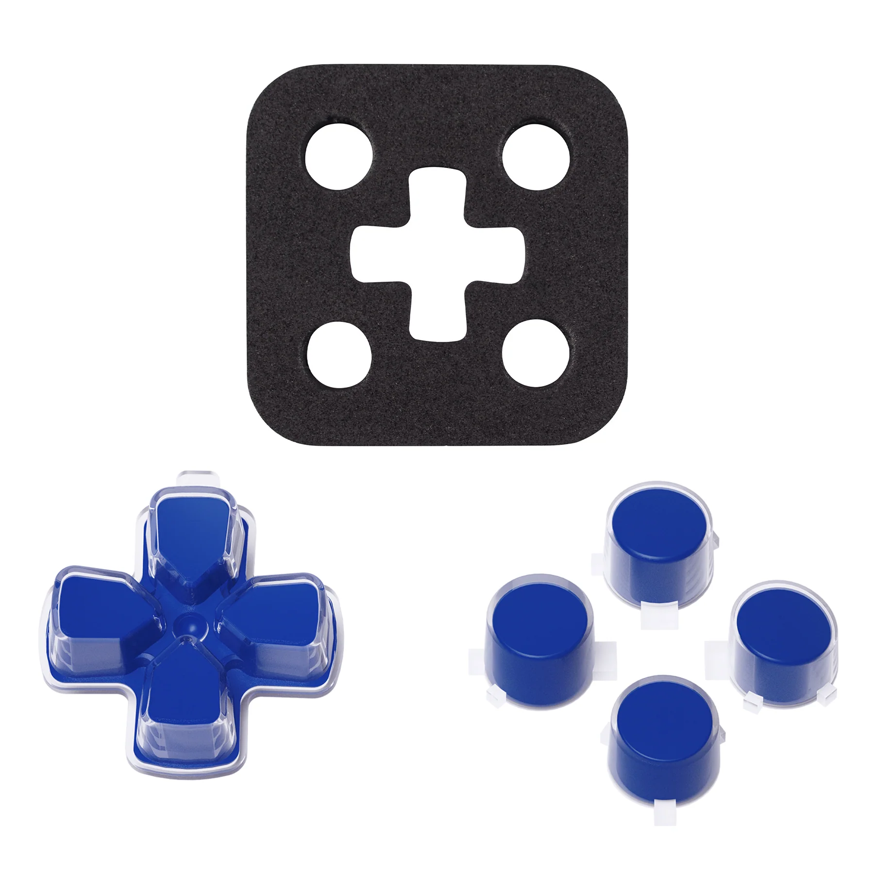 eXtremeRate Replacement No Letter Imprint Two-Tone Dpad Action Buttons for PS5 Controller - Blue & Clear - Image 7