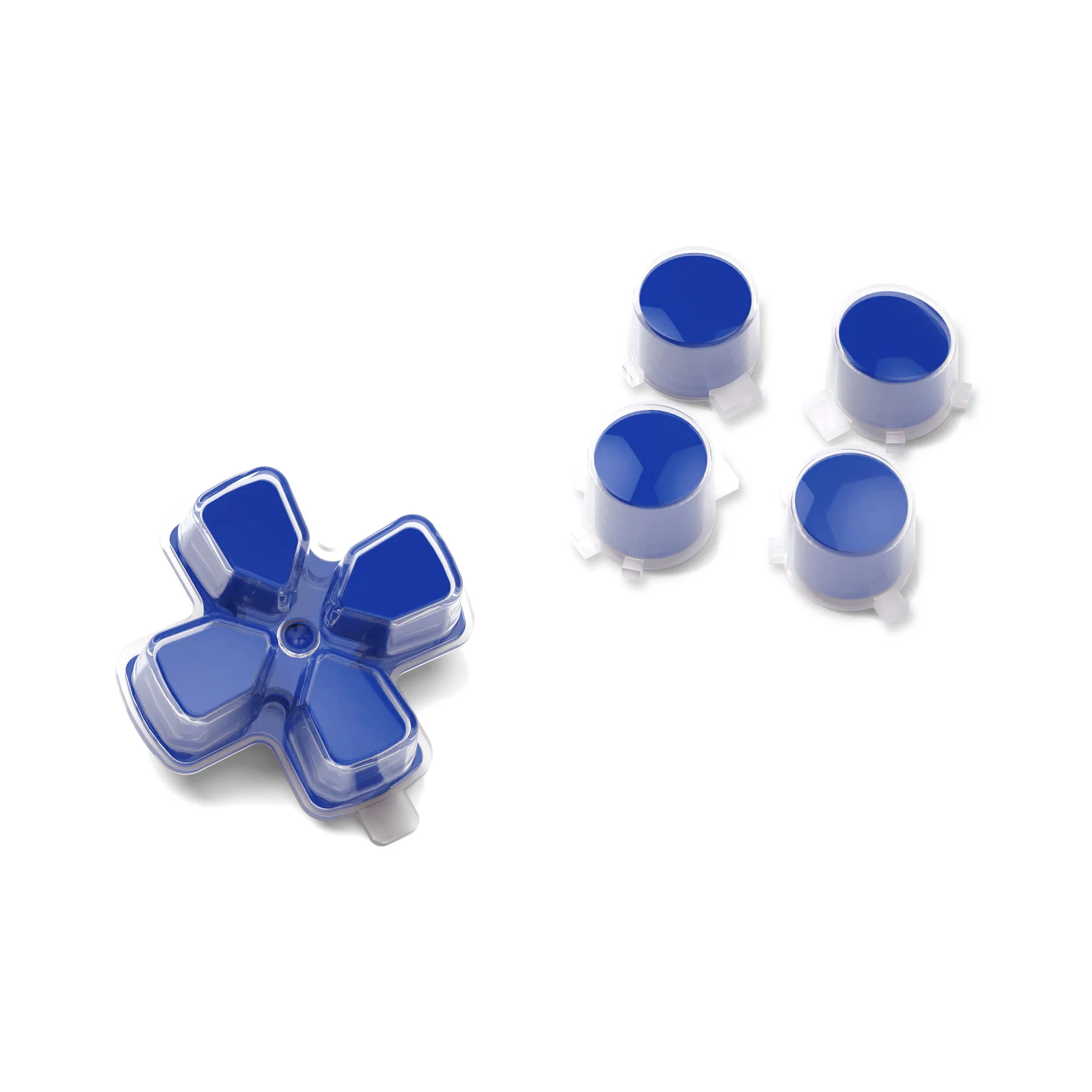 eXtremeRate Replacement No Letter Imprint Two-Tone Dpad Action Buttons for PS5 Controller - Blue & Clear - Image 8