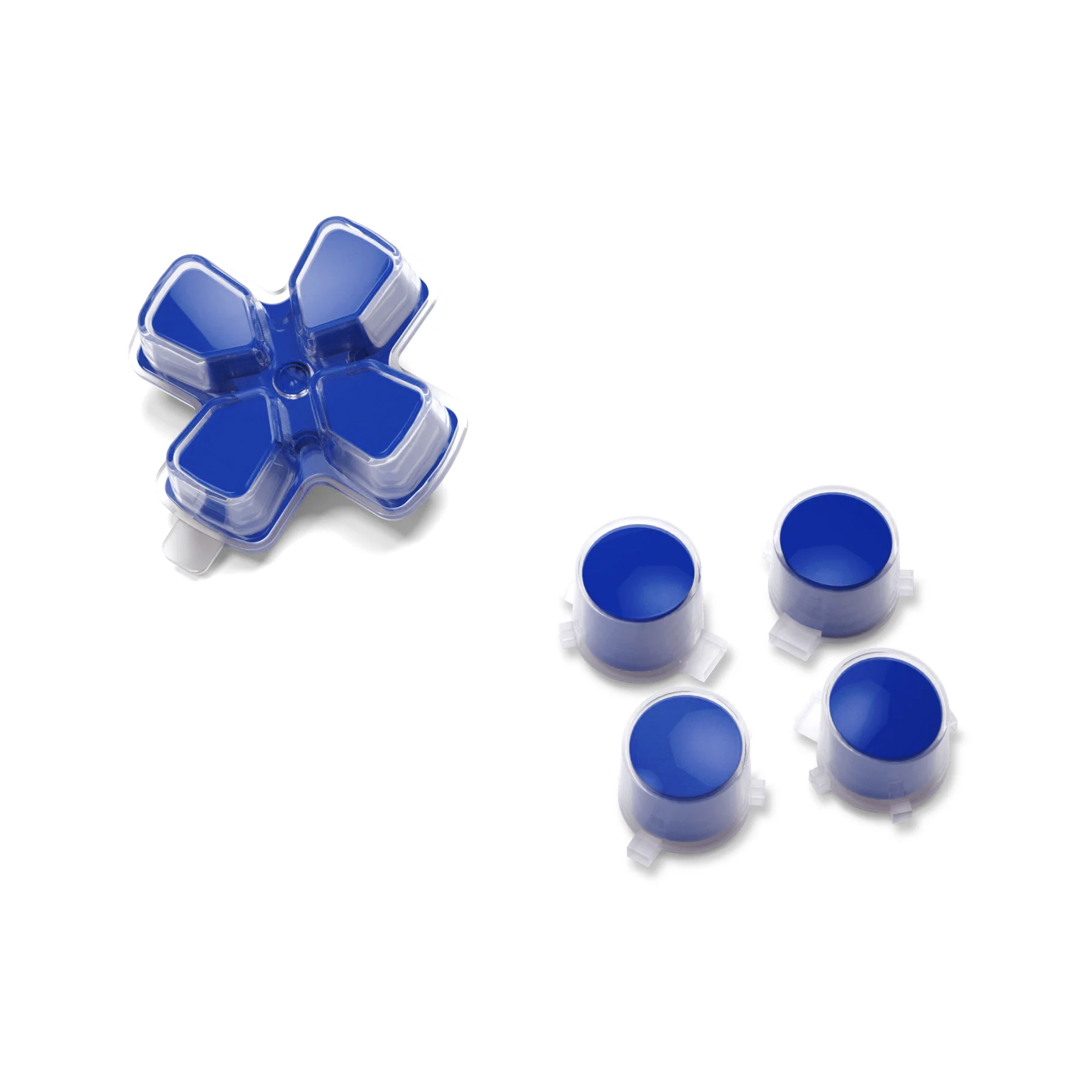 eXtremeRate Replacement No Letter Imprint Two-Tone Dpad Action Buttons for PS5 Controller - Blue & Clear - Image 9
