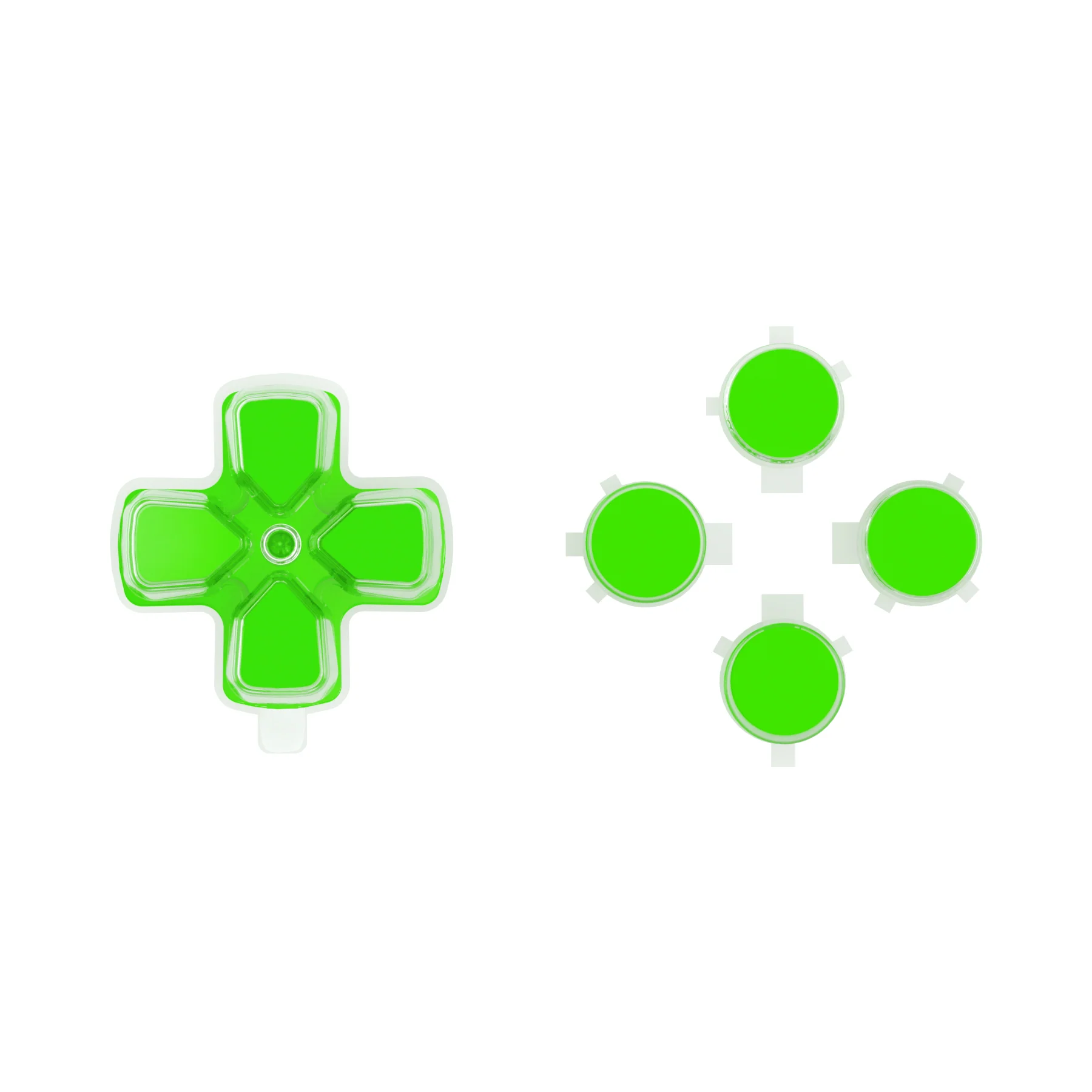 eXtremeRate Replacement No Letter Imprint Two-Tone Dpad Action Buttons for PS5 Controller - Green & Clear - Image 10