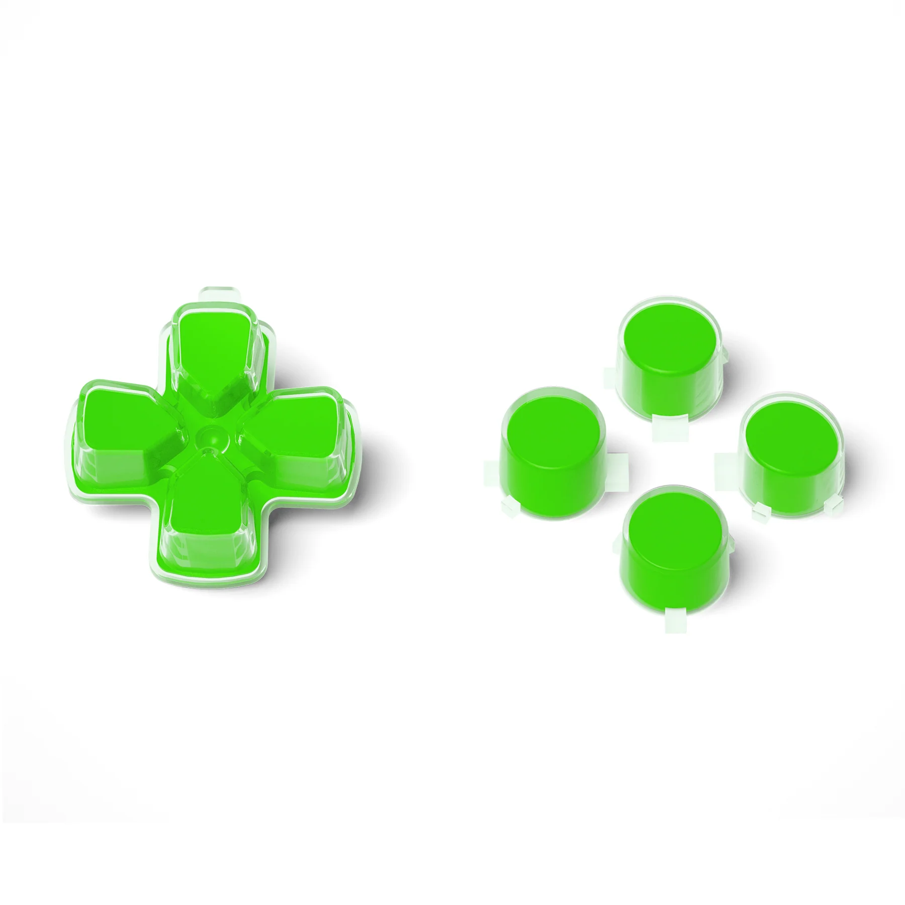 eXtremeRate Replacement No Letter Imprint Two-Tone Dpad Action Buttons for PS5 Controller - Green & Clear - Image 2