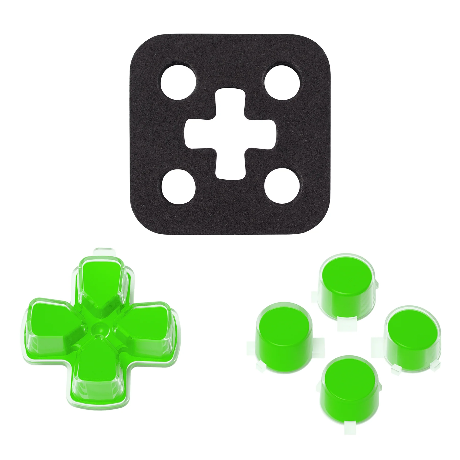 eXtremeRate Replacement No Letter Imprint Two-Tone Dpad Action Buttons for PS5 Controller - Green & Clear - Image 7