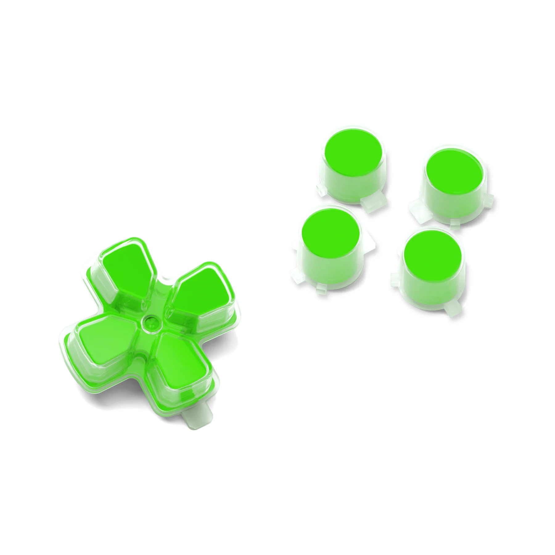 eXtremeRate Replacement No Letter Imprint Two-Tone Dpad Action Buttons for PS5 Controller - Green & Clear - Image 8