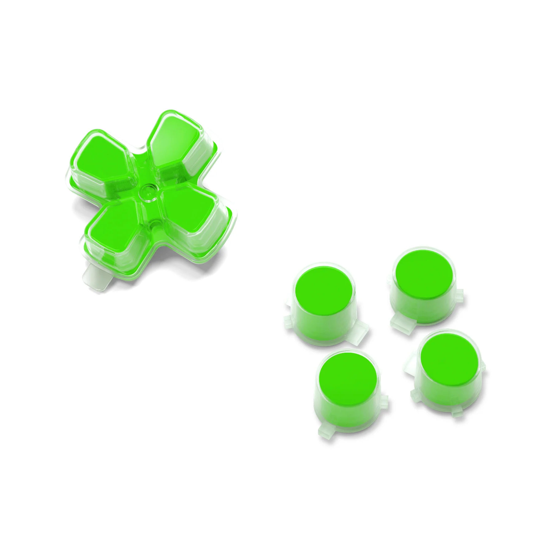eXtremeRate Replacement No Letter Imprint Two-Tone Dpad Action Buttons for PS5 Controller - Green & Clear - Image 9
