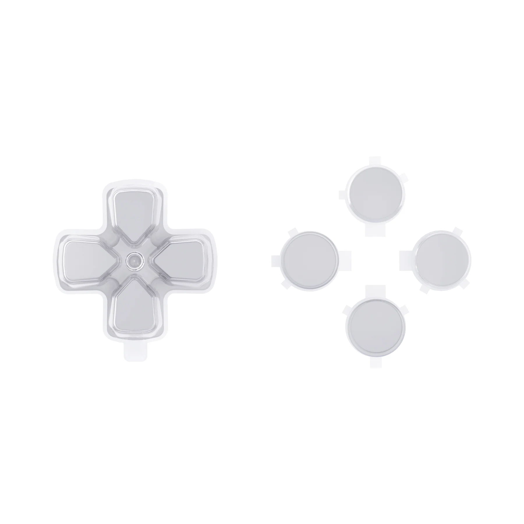 eXtremeRate Replacement No Letter Imprint Two-Tone Dpad Action Buttons for PS5 Controller - New Hope Gray & Clear - Image 10