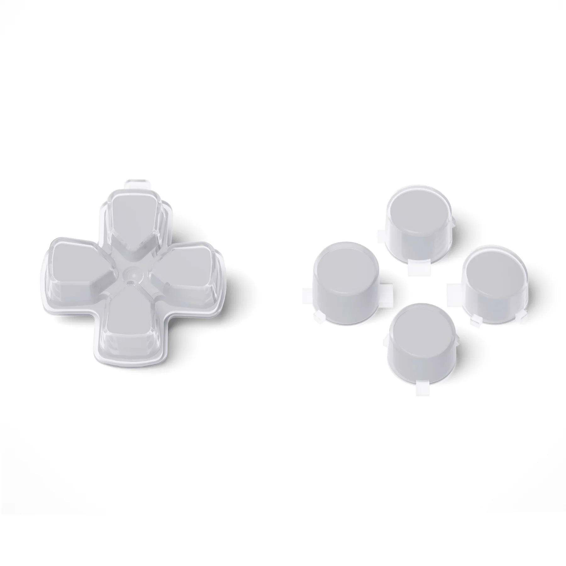 eXtremeRate Replacement No Letter Imprint Two-Tone Dpad Action Buttons for PS5 Controller - New Hope Gray & Clear - Image 2