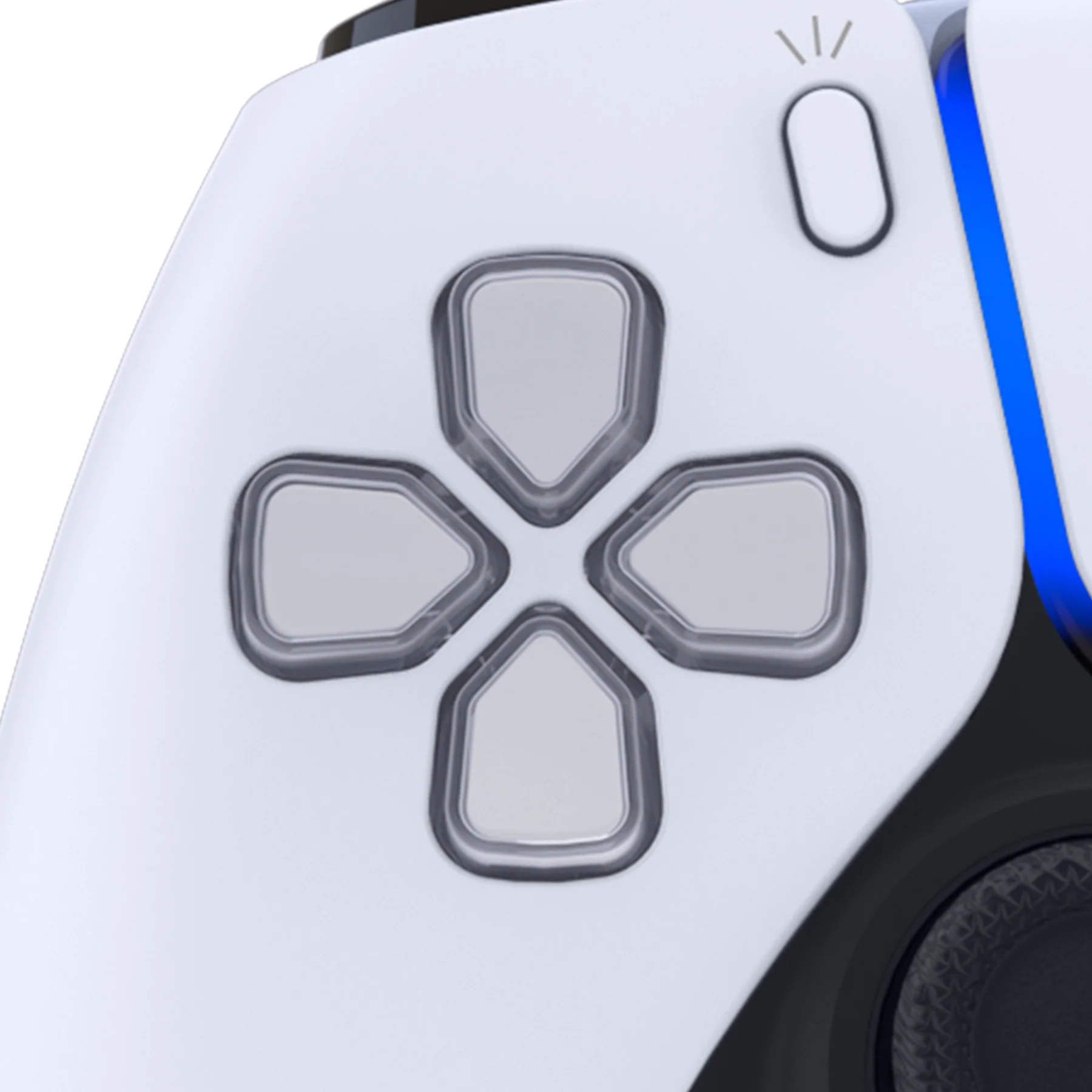 eXtremeRate Replacement No Letter Imprint Two-Tone Dpad Action Buttons for PS5 Controller - New Hope Gray & Clear - Image 5