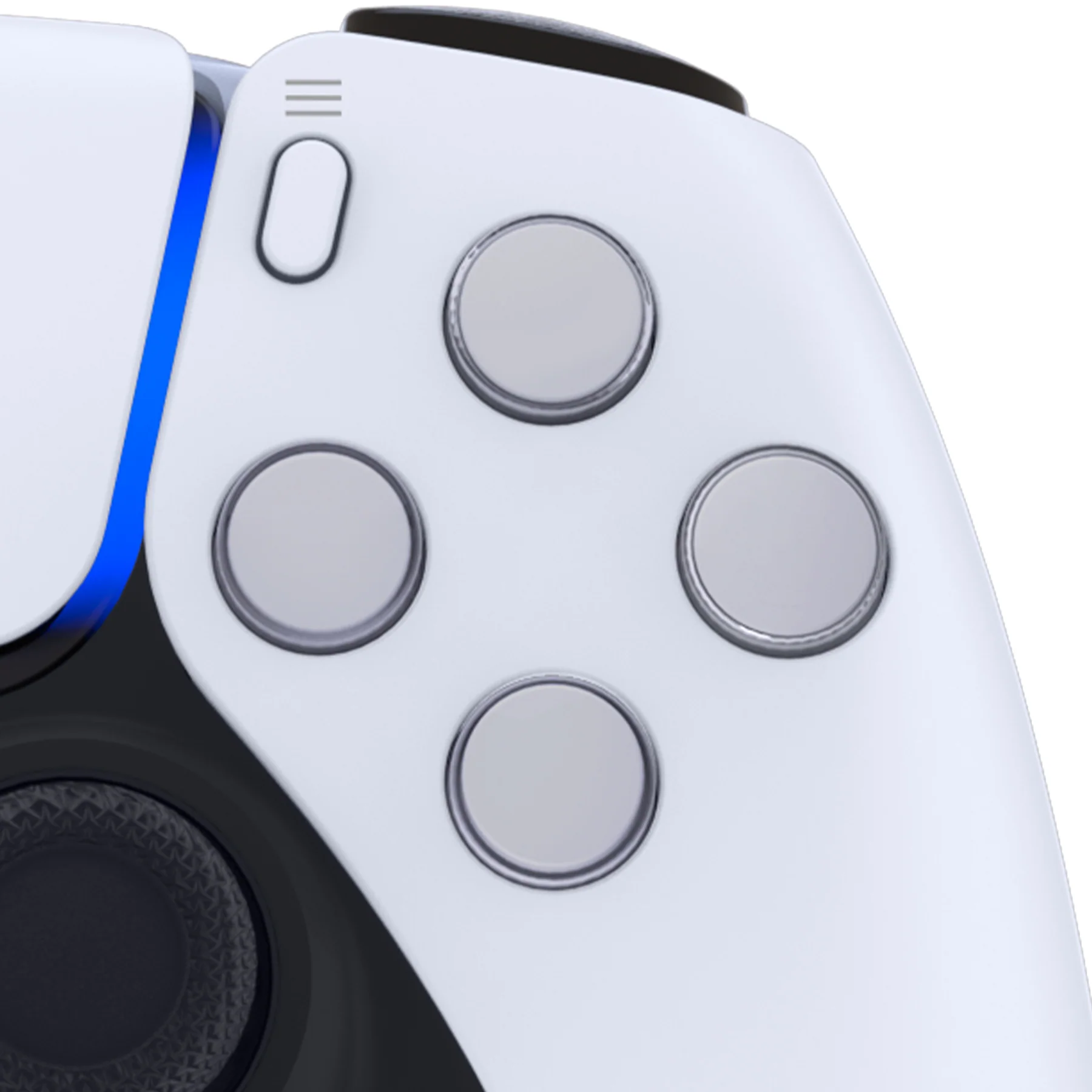 eXtremeRate Replacement No Letter Imprint Two-Tone Dpad Action Buttons for PS5 Controller - New Hope Gray & Clear - Image 6