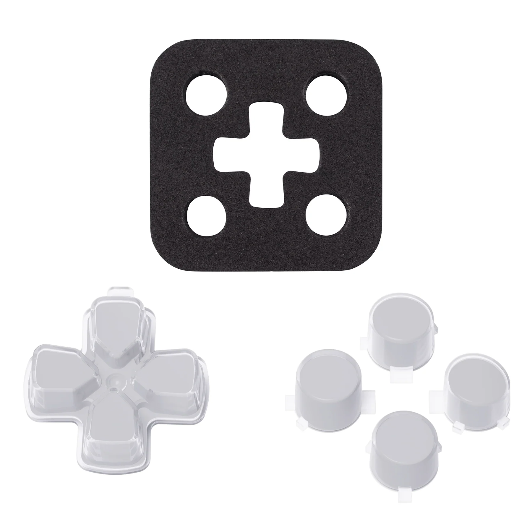 eXtremeRate Replacement No Letter Imprint Two-Tone Dpad Action Buttons for PS5 Controller - New Hope Gray & Clear - Image 7