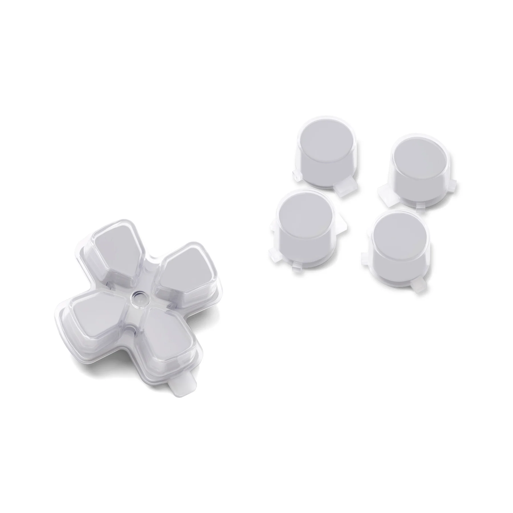 eXtremeRate Replacement No Letter Imprint Two-Tone Dpad Action Buttons for PS5 Controller - New Hope Gray & Clear - Image 8