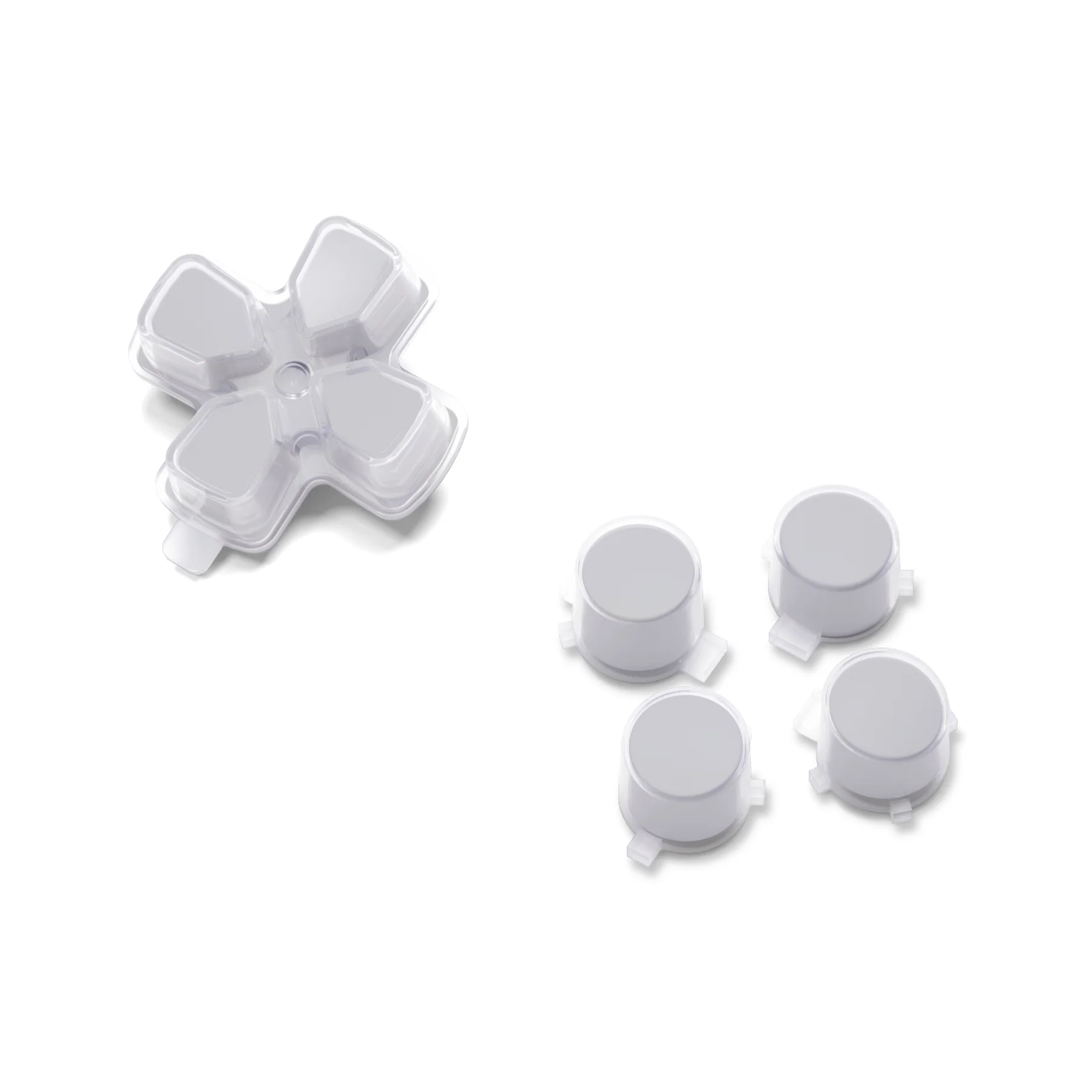eXtremeRate Replacement No Letter Imprint Two-Tone Dpad Action Buttons for PS5 Controller - New Hope Gray & Clear - Image 9