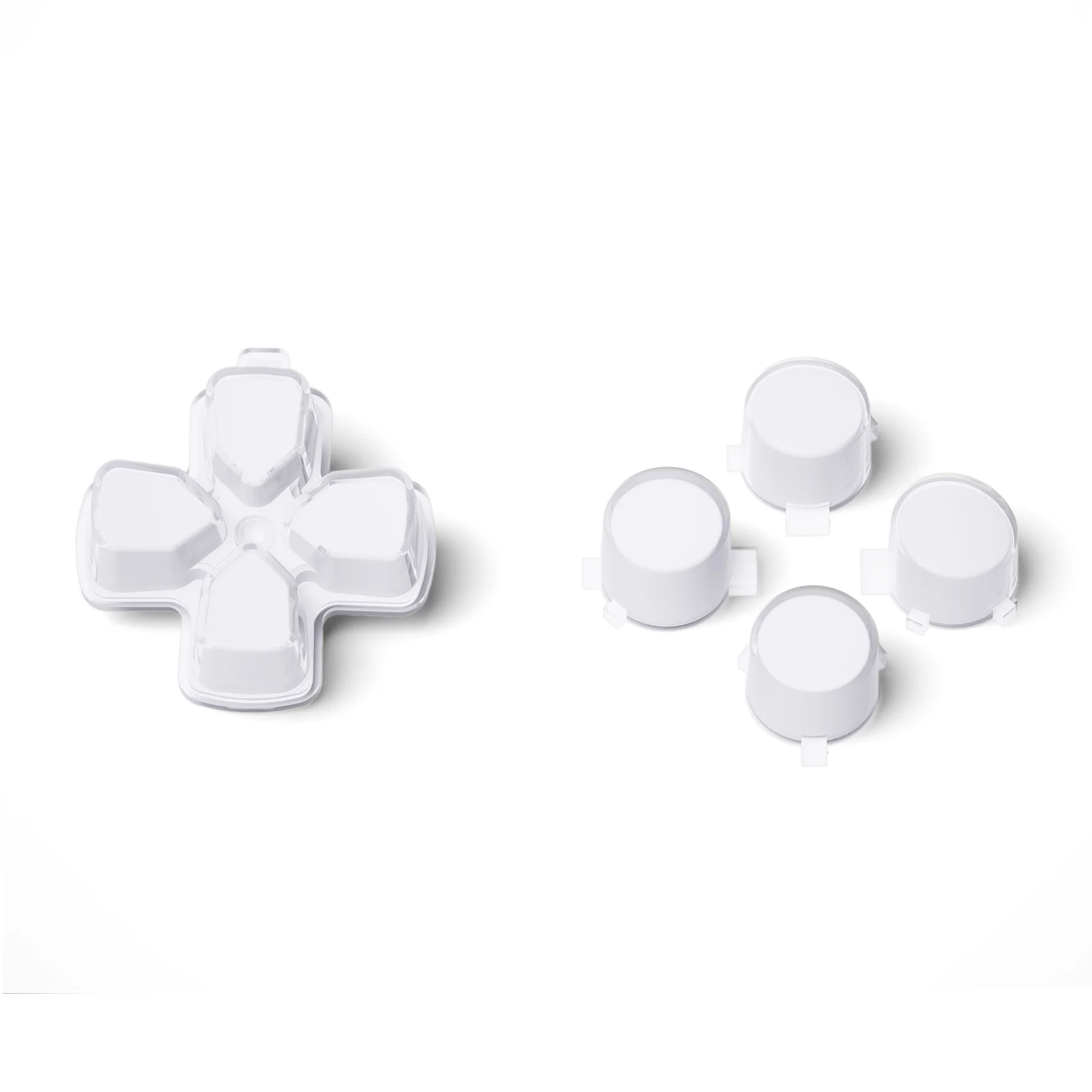 eXtremeRate Replacement No Letter Imprint Two-Tone Dpad Action Buttons for PS5 Controller - Robot White & Clear - Image 10