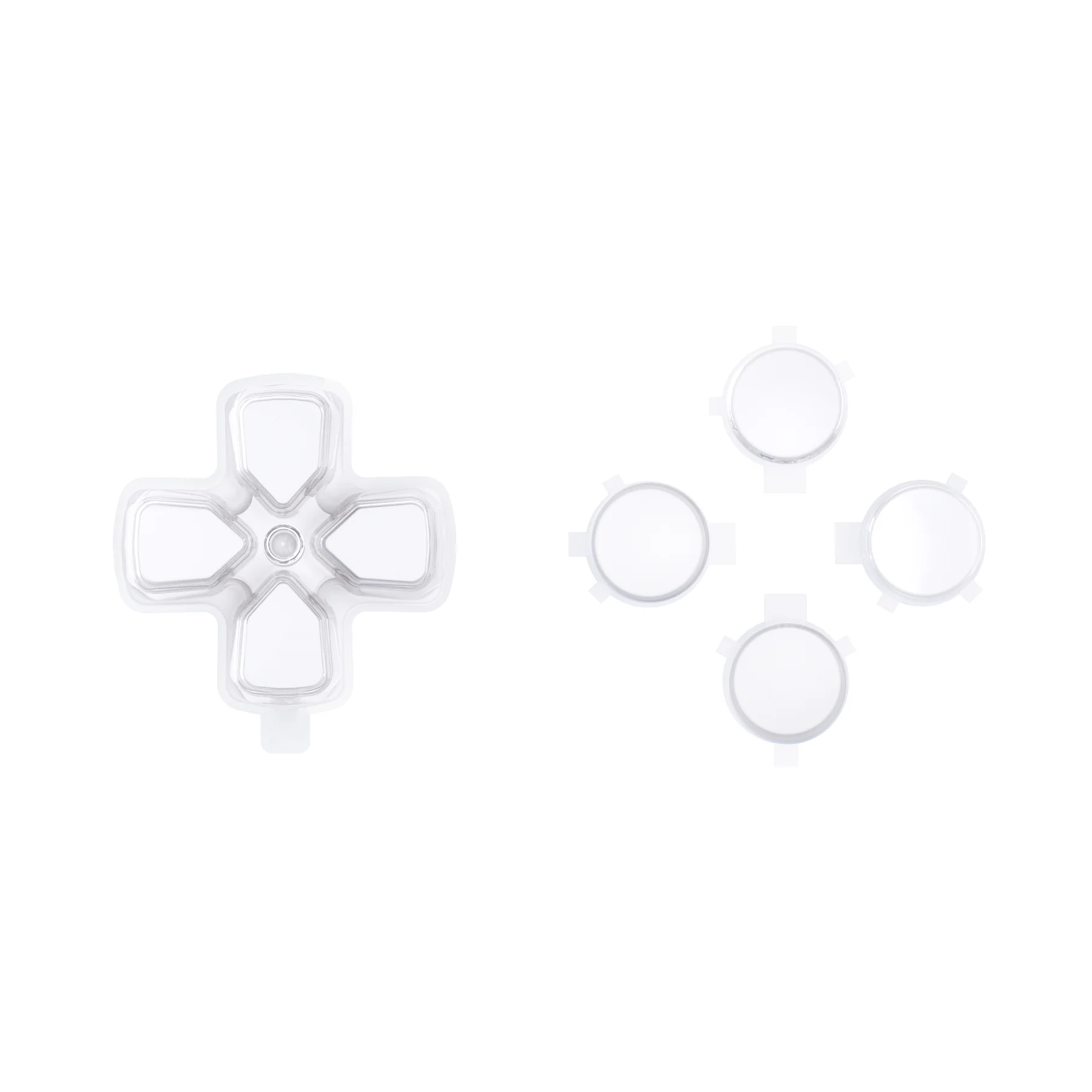 eXtremeRate Replacement No Letter Imprint Two-Tone Dpad Action Buttons for PS5 Controller - Robot White & Clear - Image 2
