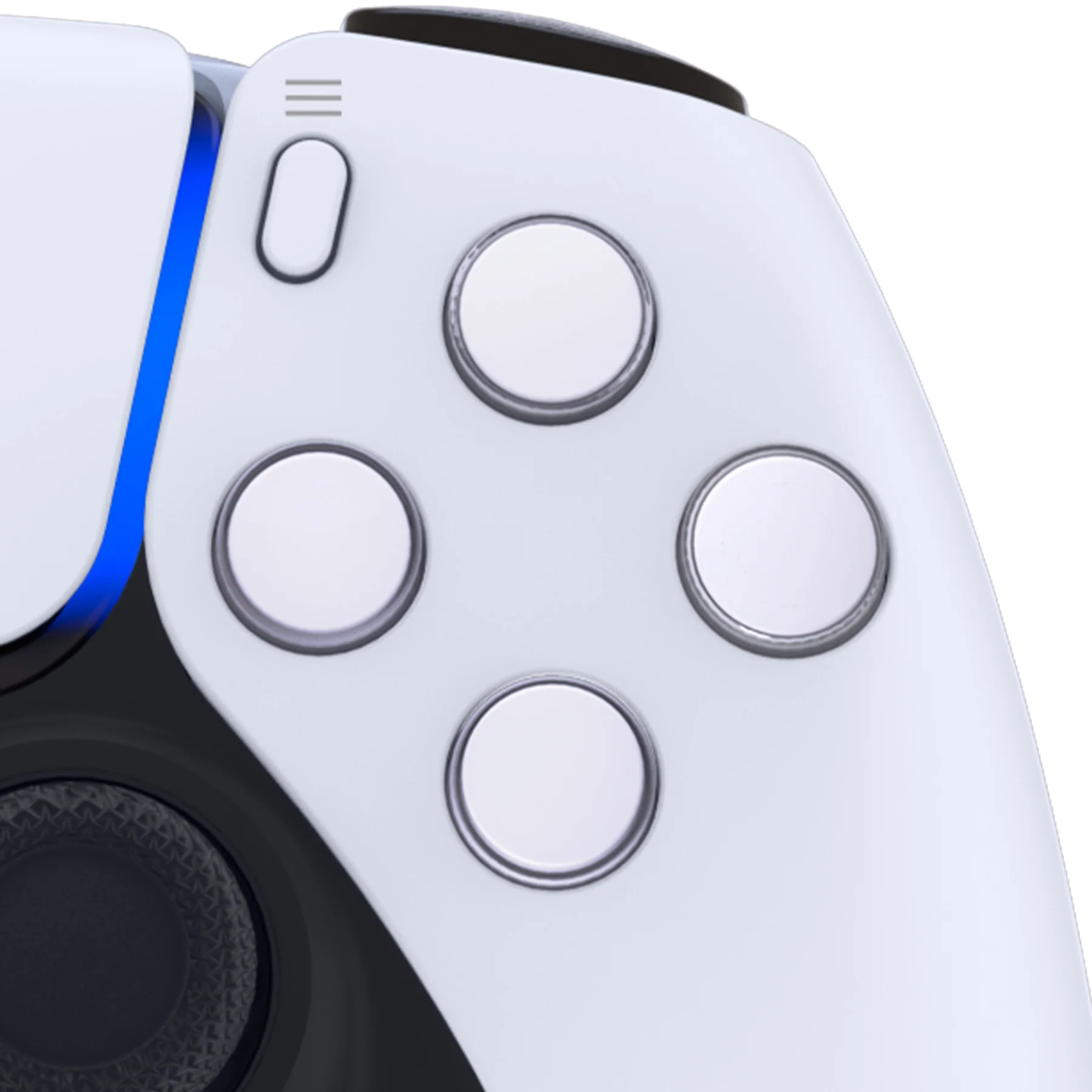 eXtremeRate Replacement No Letter Imprint Two-Tone Dpad Action Buttons for PS5 Controller - Robot White & Clear - Image 6