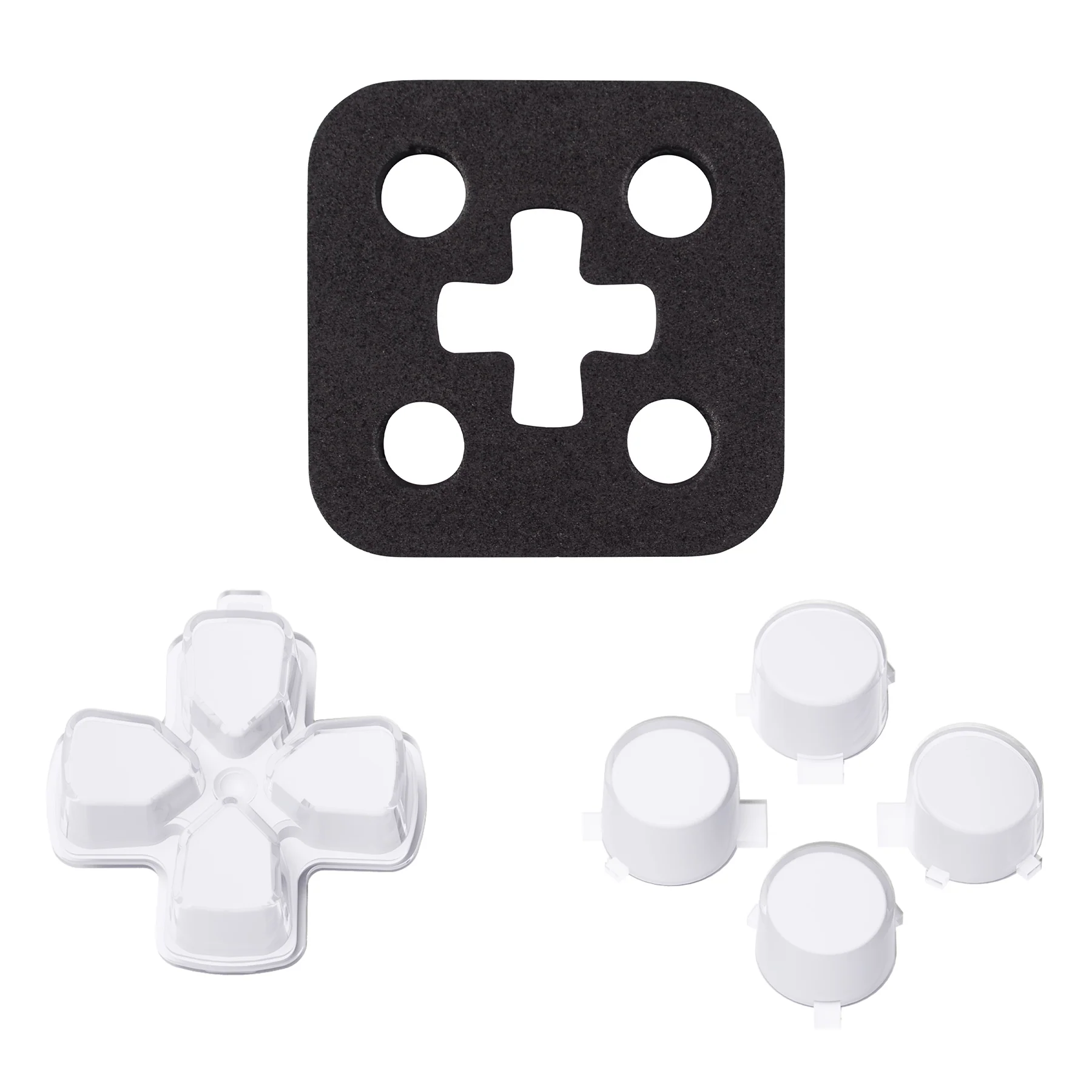 eXtremeRate Replacement No Letter Imprint Two-Tone Dpad Action Buttons for PS5 Controller - Robot White & Clear - Image 7
