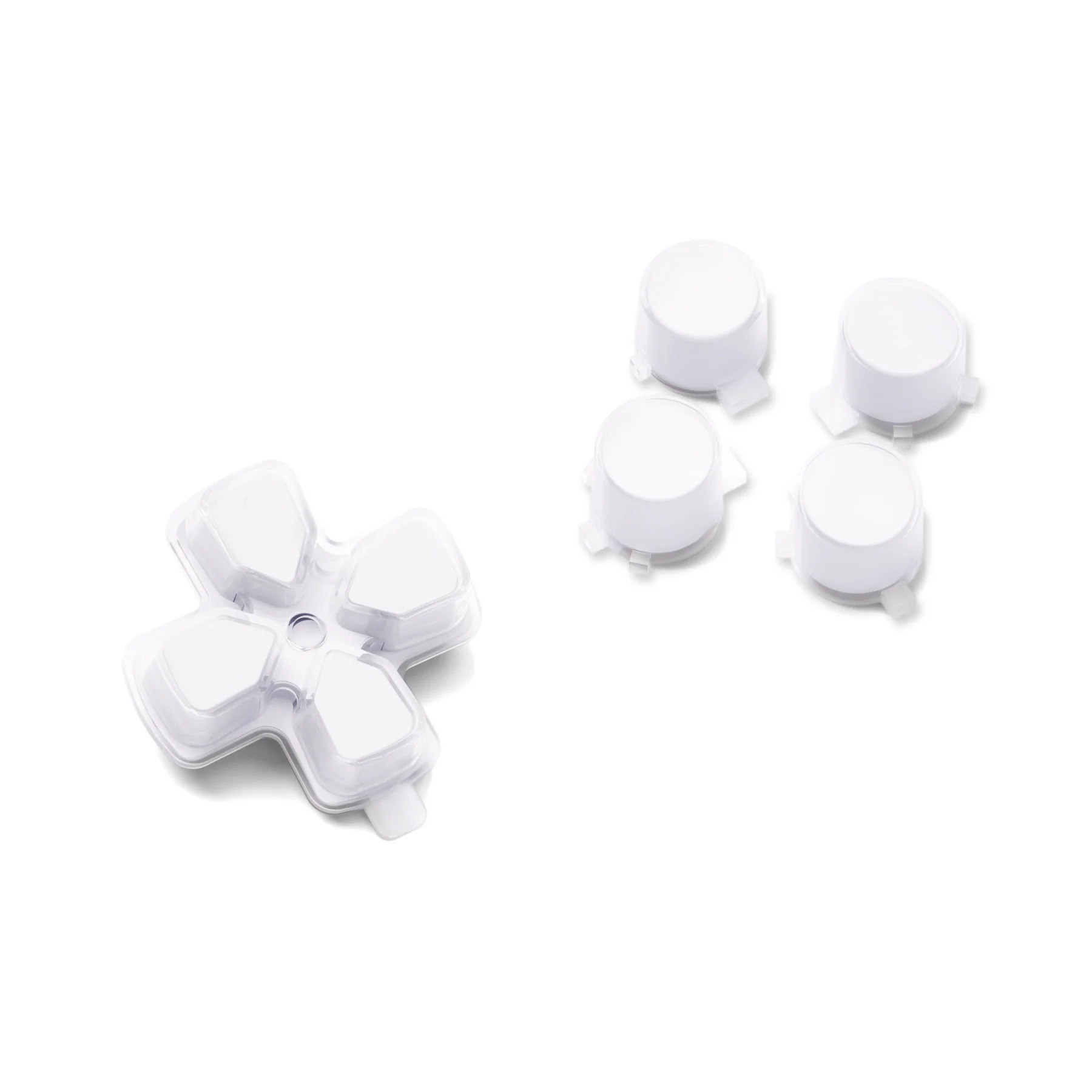 eXtremeRate Replacement No Letter Imprint Two-Tone Dpad Action Buttons for PS5 Controller - Robot White & Clear - Image 8