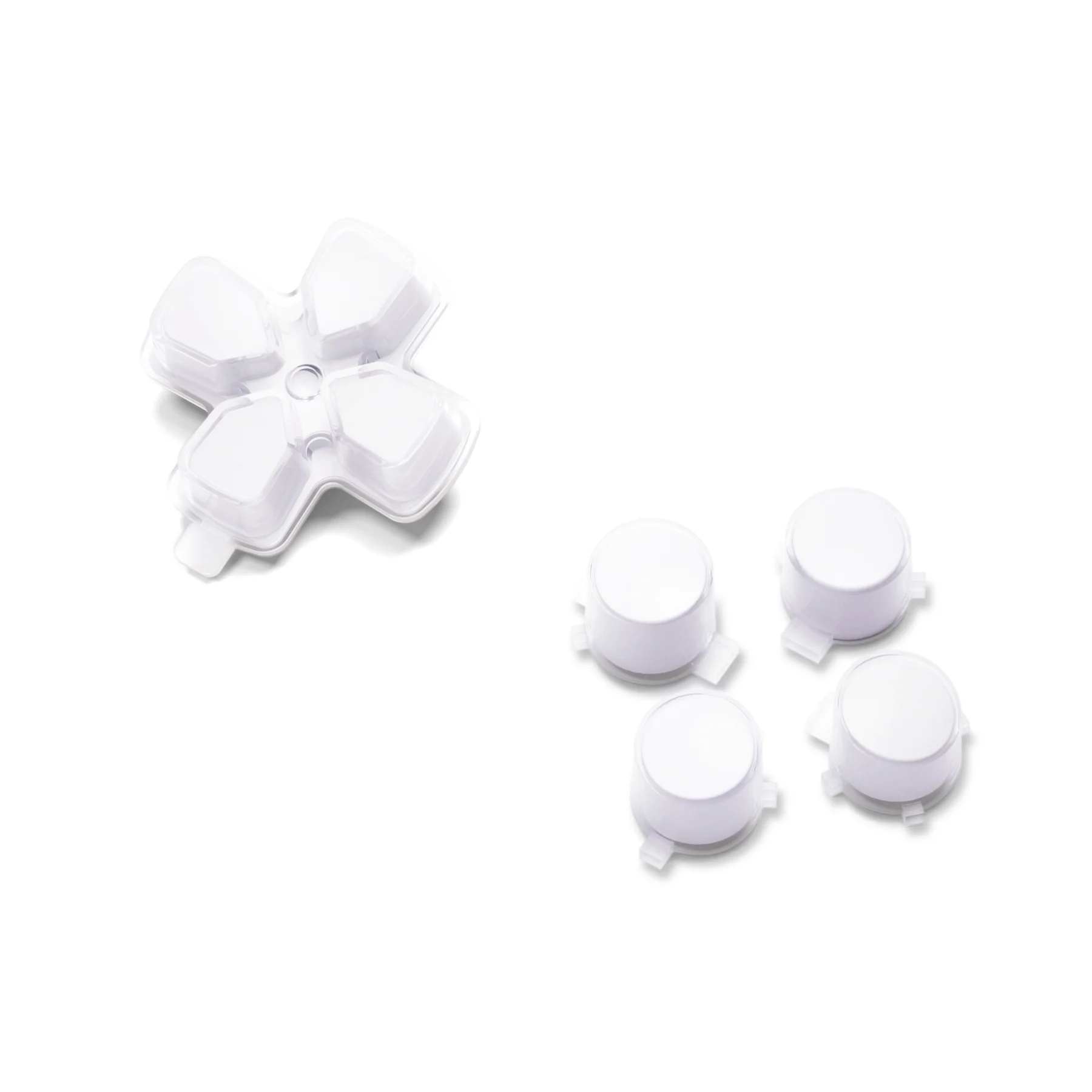 eXtremeRate Replacement No Letter Imprint Two-Tone Dpad Action Buttons for PS5 Controller - Robot White & Clear - Image 9