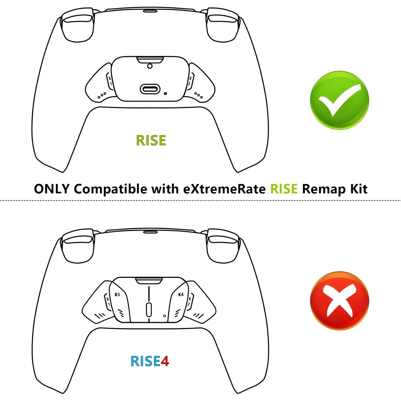 eXtremeRate Replacement Redesigned K1 K2 Back Buttons for eXtremerate RISE Remap Kit, Compatible with PS5 Controller - Classic Gray - Image 3