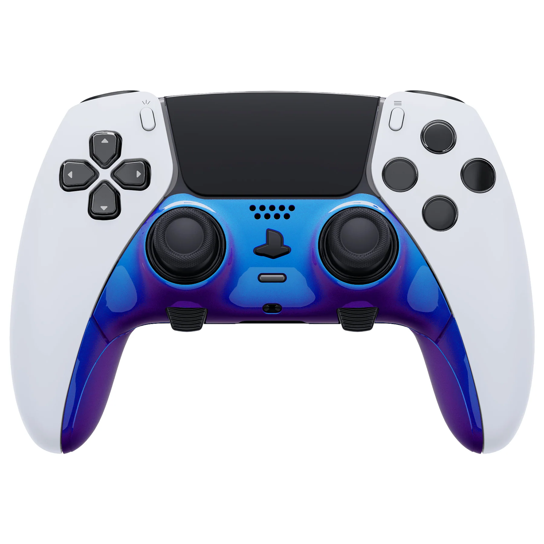 eXtremeRate Replacement Top Bottom Decorative Trim Shell Compatible with PS5 Edge Controller - Chameleon Purple Blue - Image 2