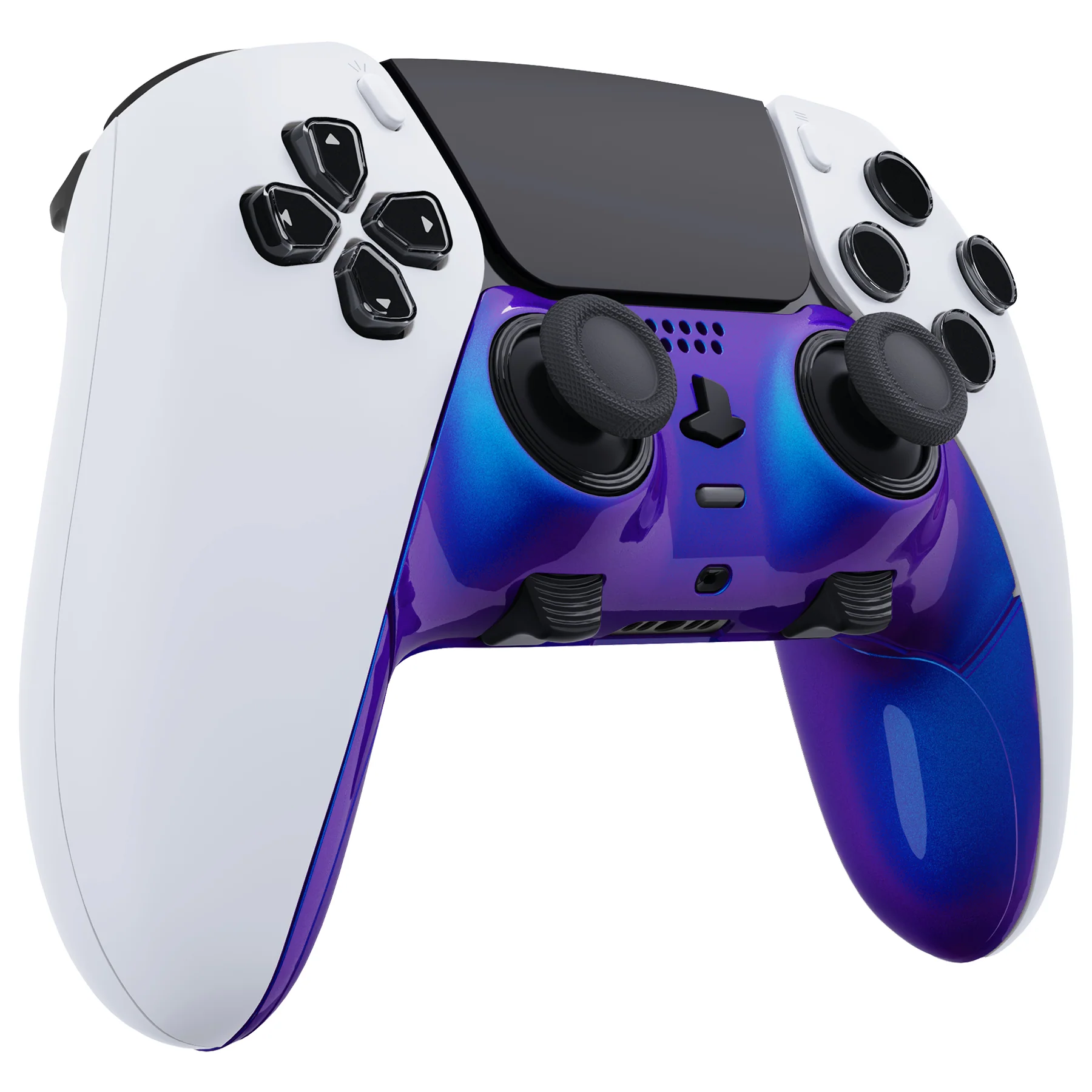 eXtremeRate Replacement Top Bottom Decorative Trim Shell Compatible with PS5 Edge Controller - Chameleon Purple Blue - Image 3