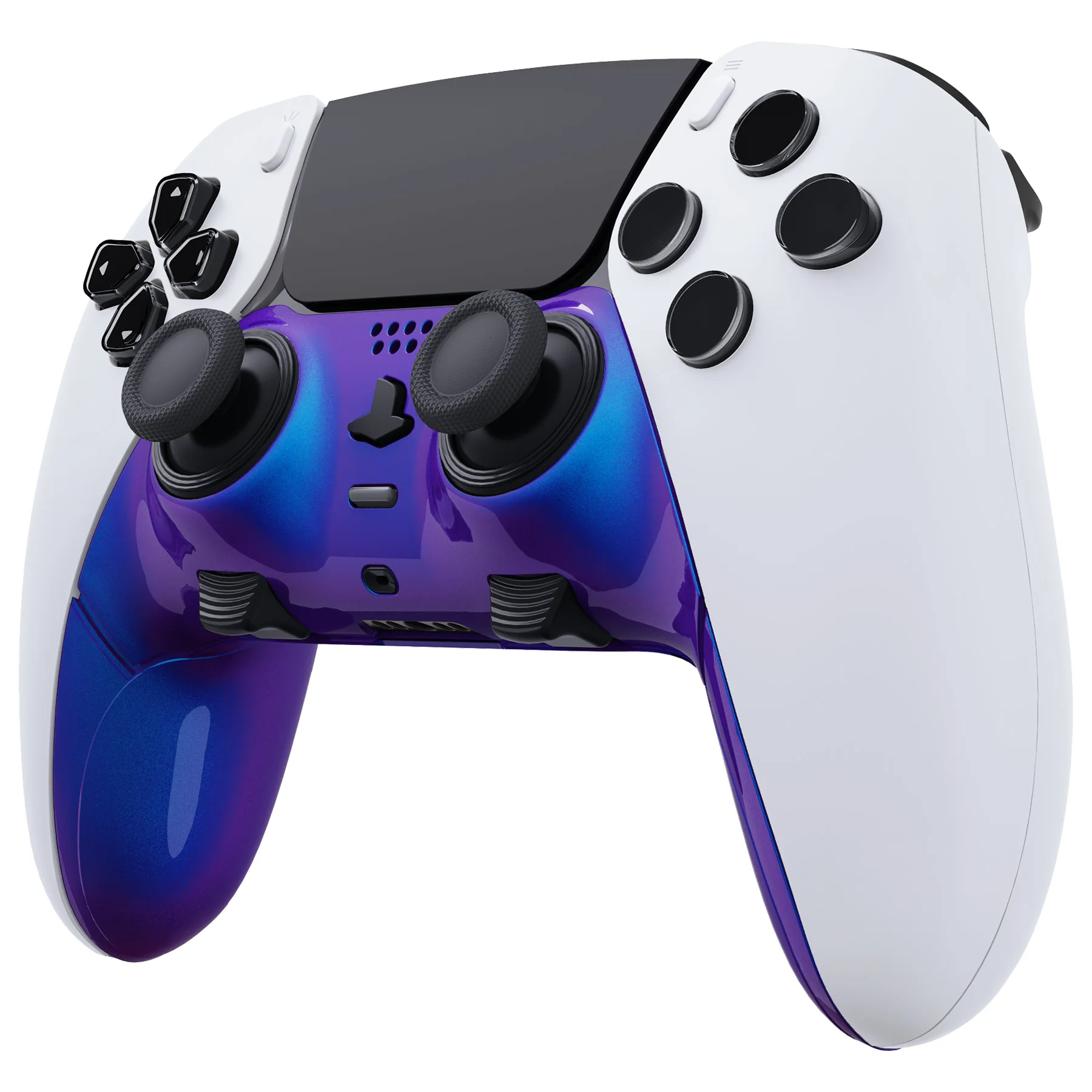 eXtremeRate Replacement Top Bottom Decorative Trim Shell Compatible with PS5 Edge Controller - Chameleon Purple Blue - Image 4