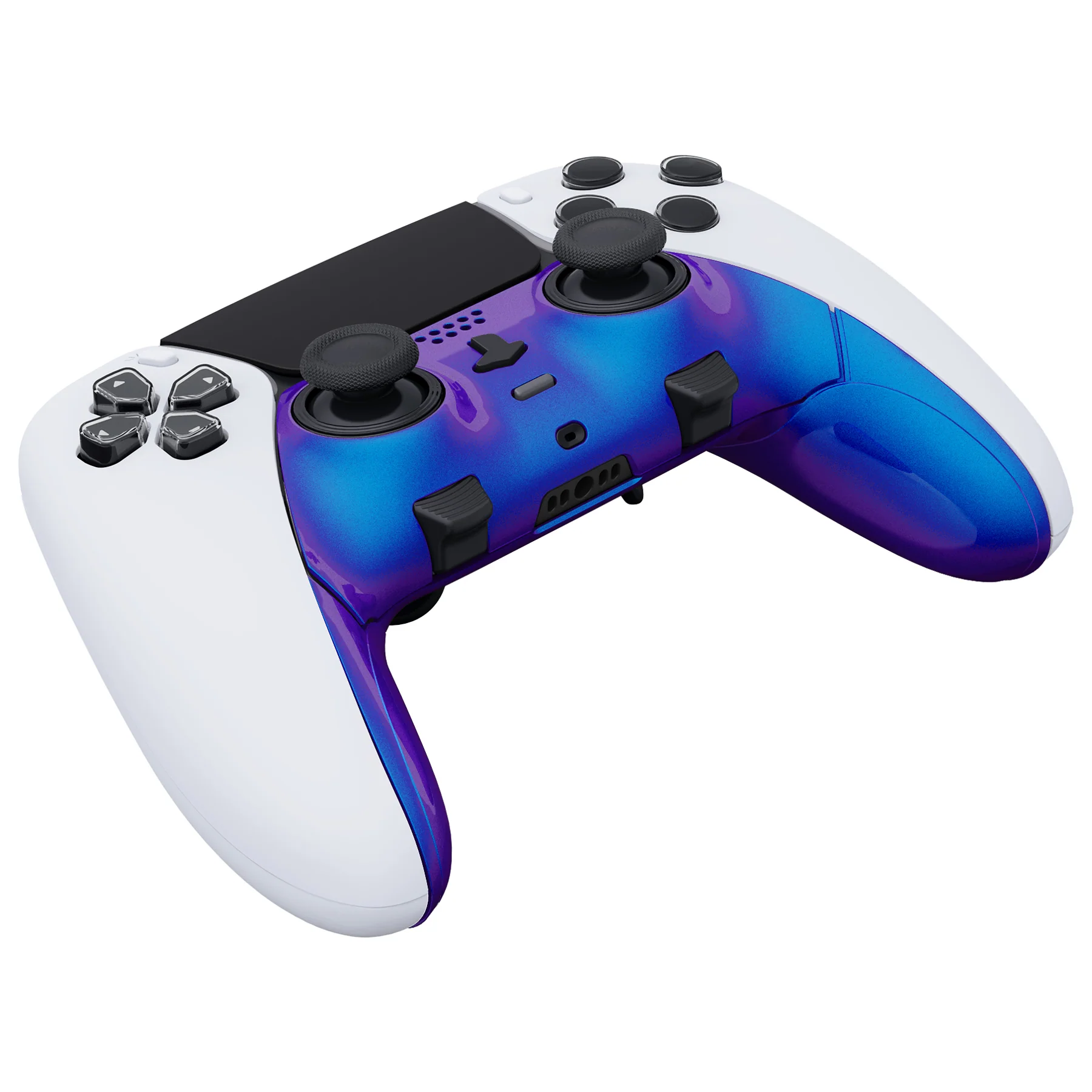 eXtremeRate Replacement Top Bottom Decorative Trim Shell Compatible with PS5 Edge Controller - Chameleon Purple Blue - Image 6